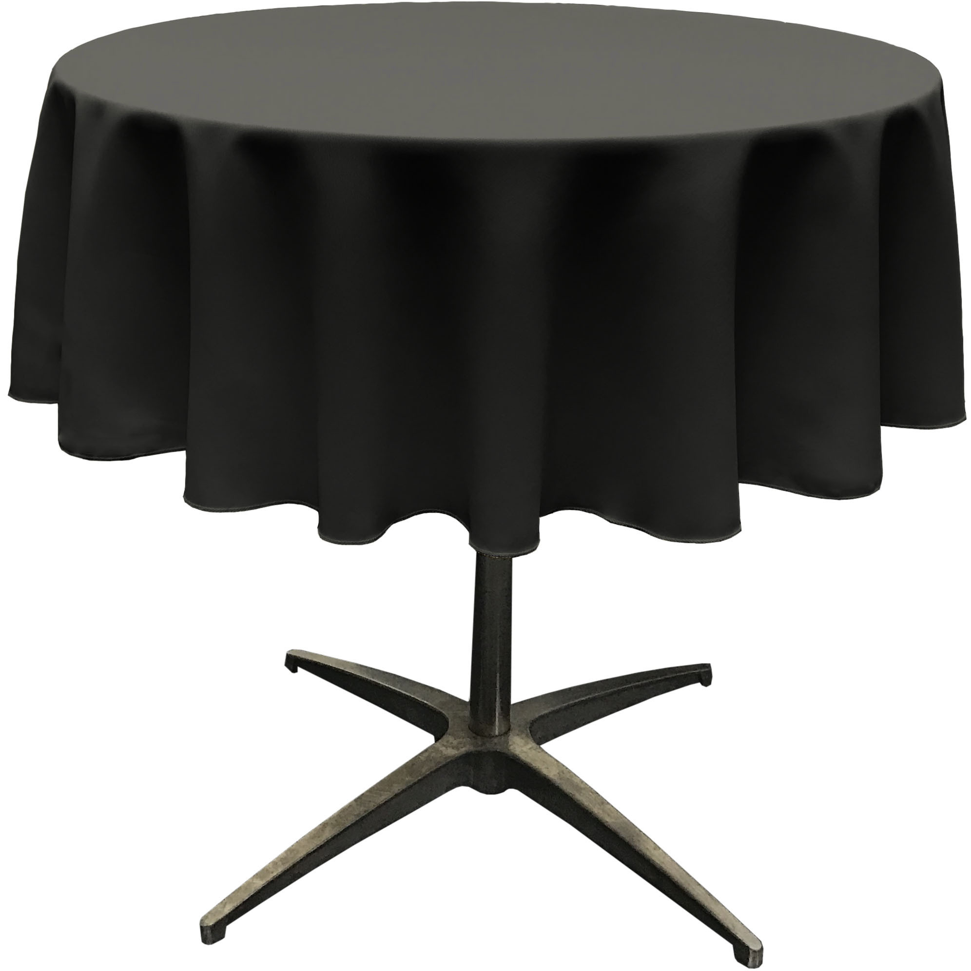 LA Linen Polyester Poplin Tablecloth 58-Inches Round, Black