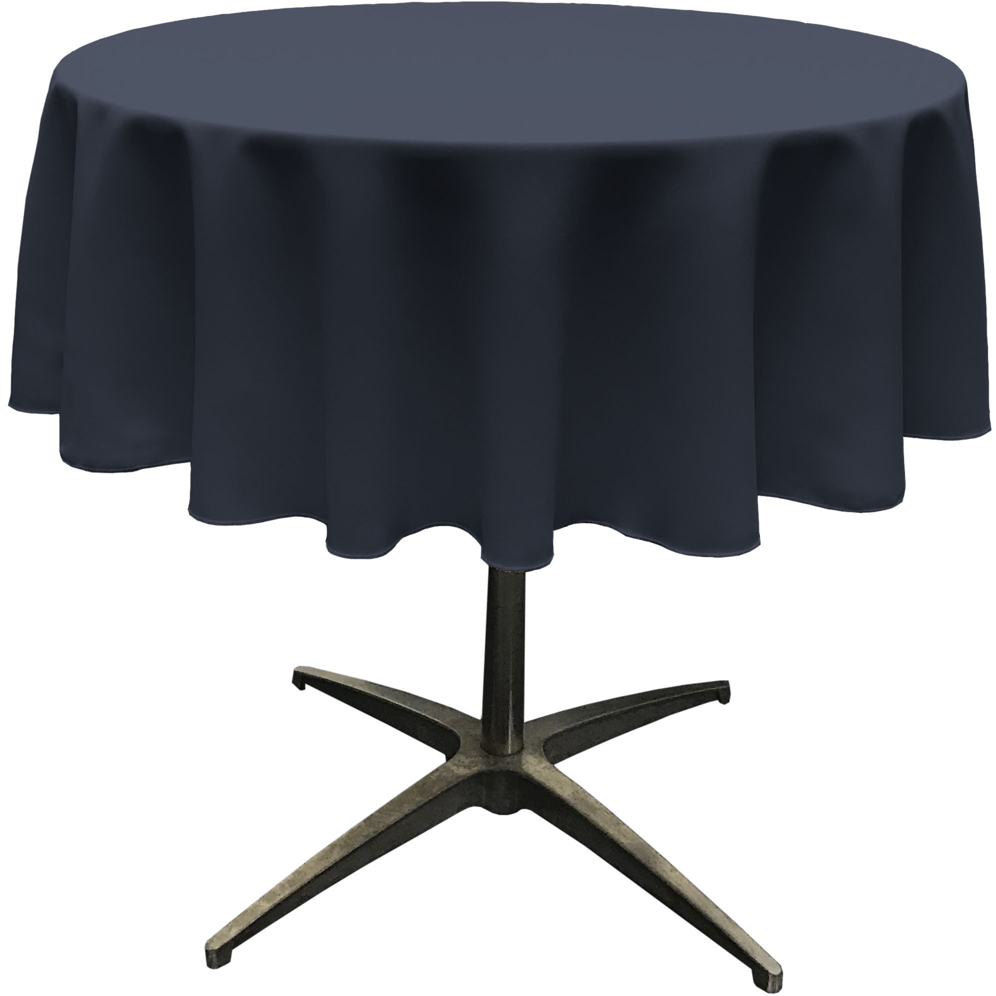 LA Linen Polyester Poplin Tablecloth 58-Inches Round, Navy Blue