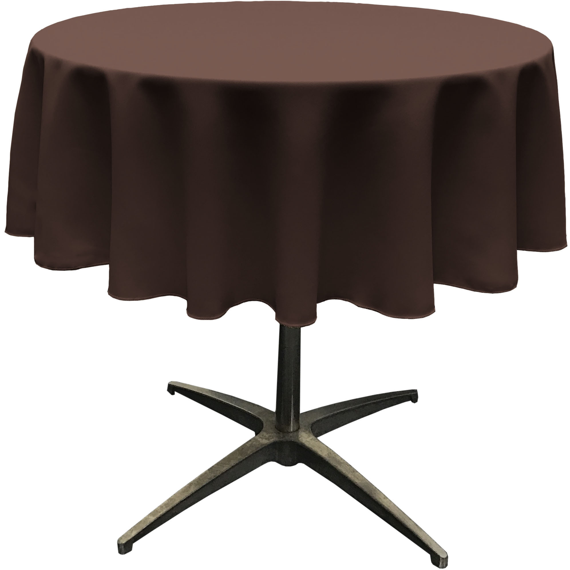 LA Linen Polyester Poplin Tablecloth 58-Inches Round, Brown