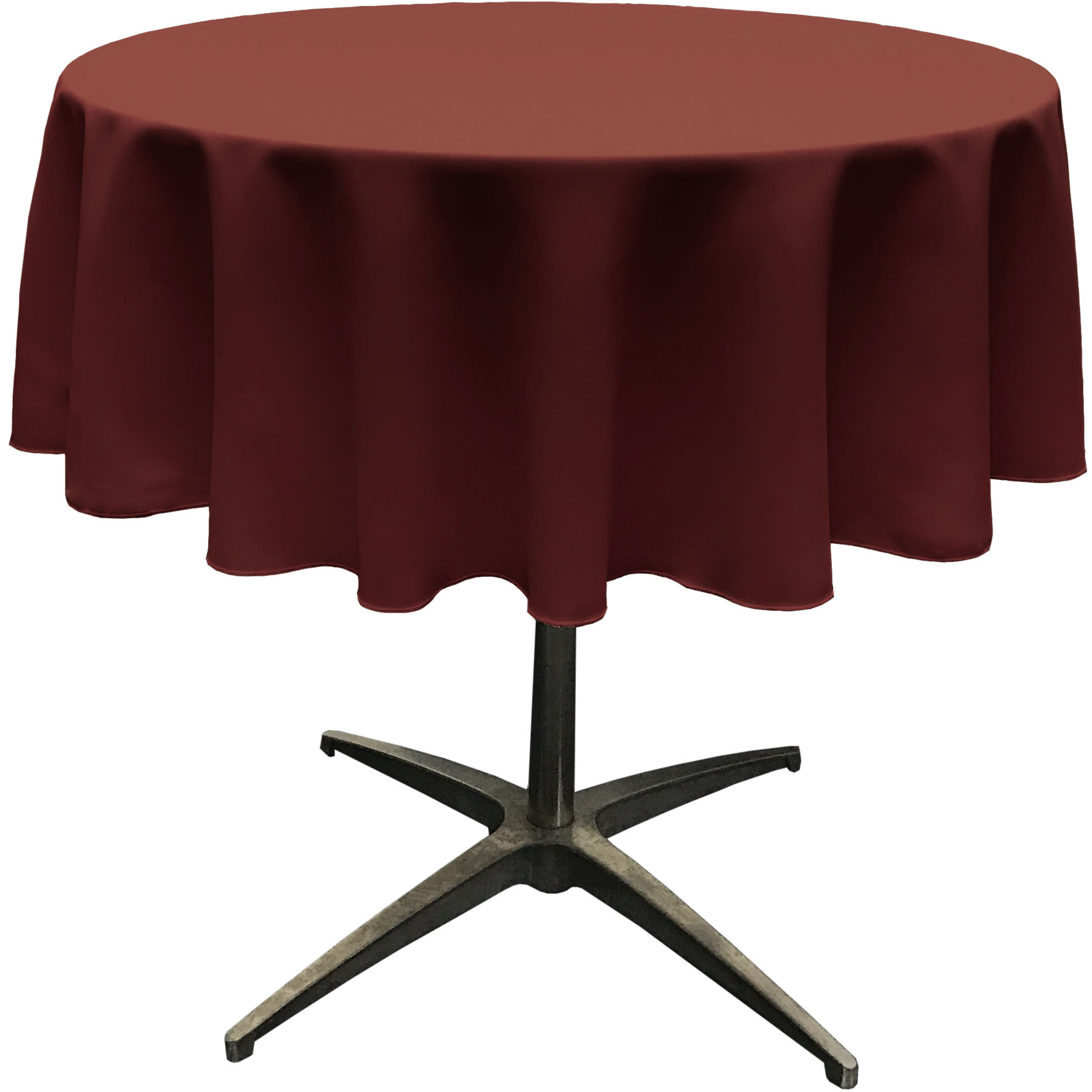 LA Linen Polyester Poplin Tablecloth 58-Inches Round, Burgundy