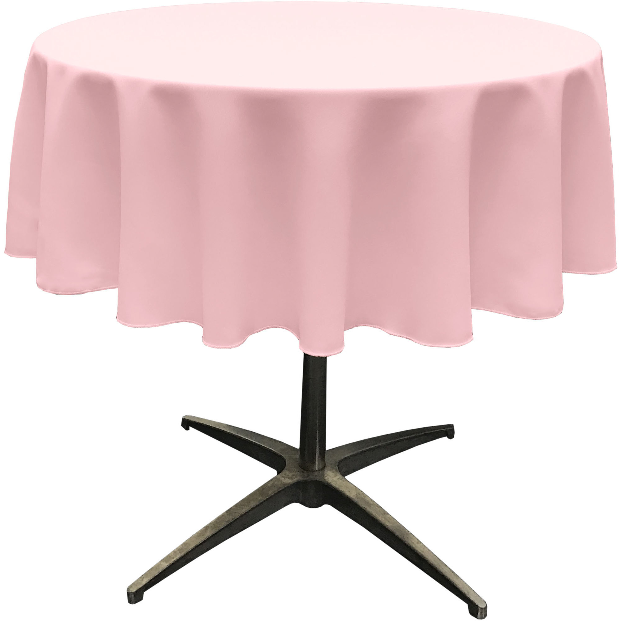 LA Linen Polyester Poplin Tablecloth 58-Inches Round, Light Pink