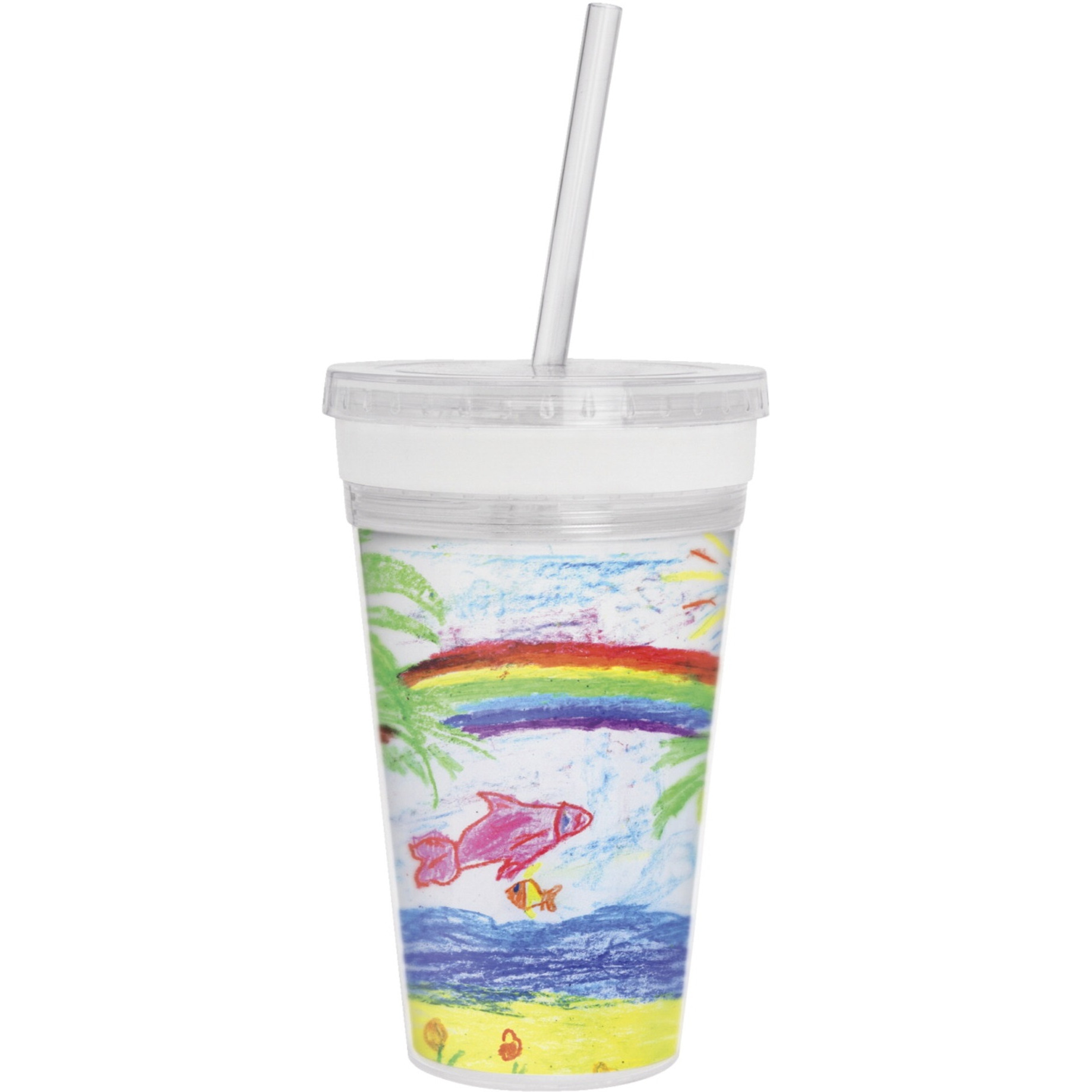 Thermo-Temp Photo Tumbler with Straw, 16 Ounces