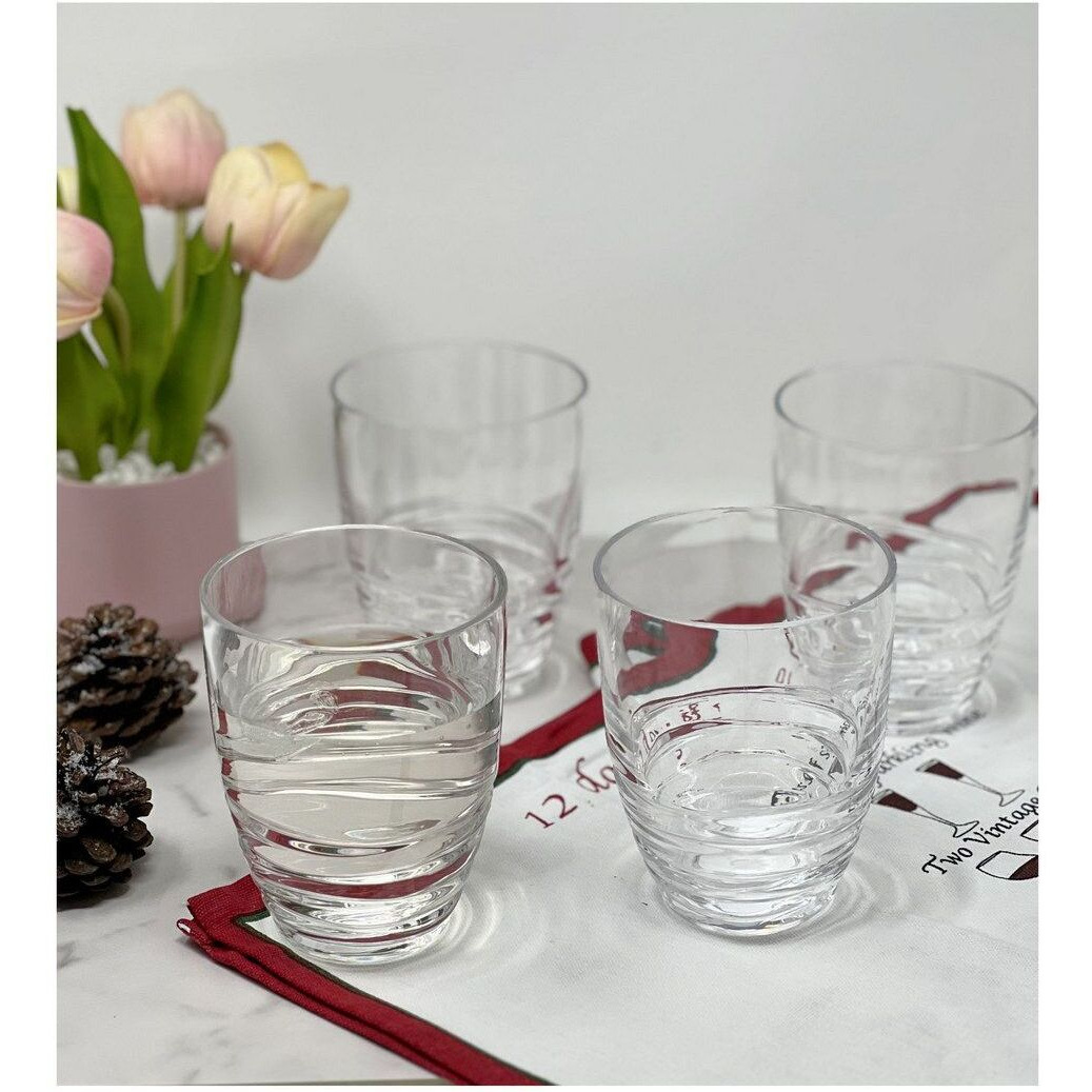 Designer Acrylic Swirl clear Drinking glasses DOF Set of 4 (15oz), Premium Quality Unbreakable Stemless Acrylic Drinking glasses for All Purpose(D0102H5L7Q6)