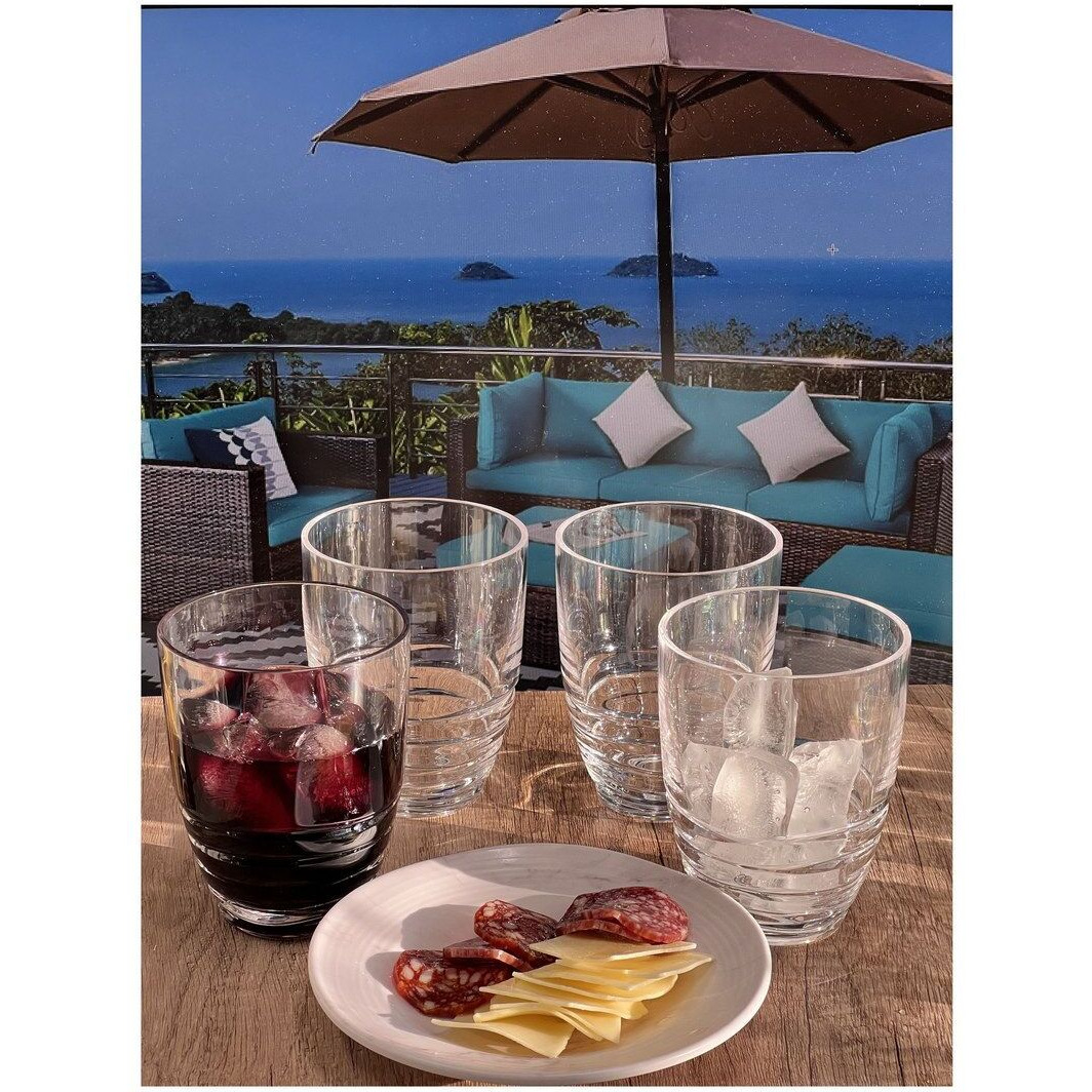 Designer Acrylic Swirl clear Drinking glasses DOF Set of 4 (15oz), Premium Quality Unbreakable Stemless Acrylic Drinking glasses for All Purpose(D0102H5L7Q6)