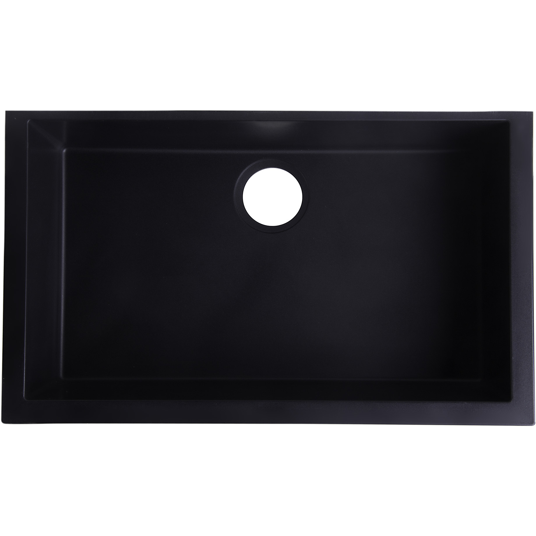 ALFI brand AB3020UM-BLA Black 30" Undermount Single Bowl Granite Composite Kitchen Sink