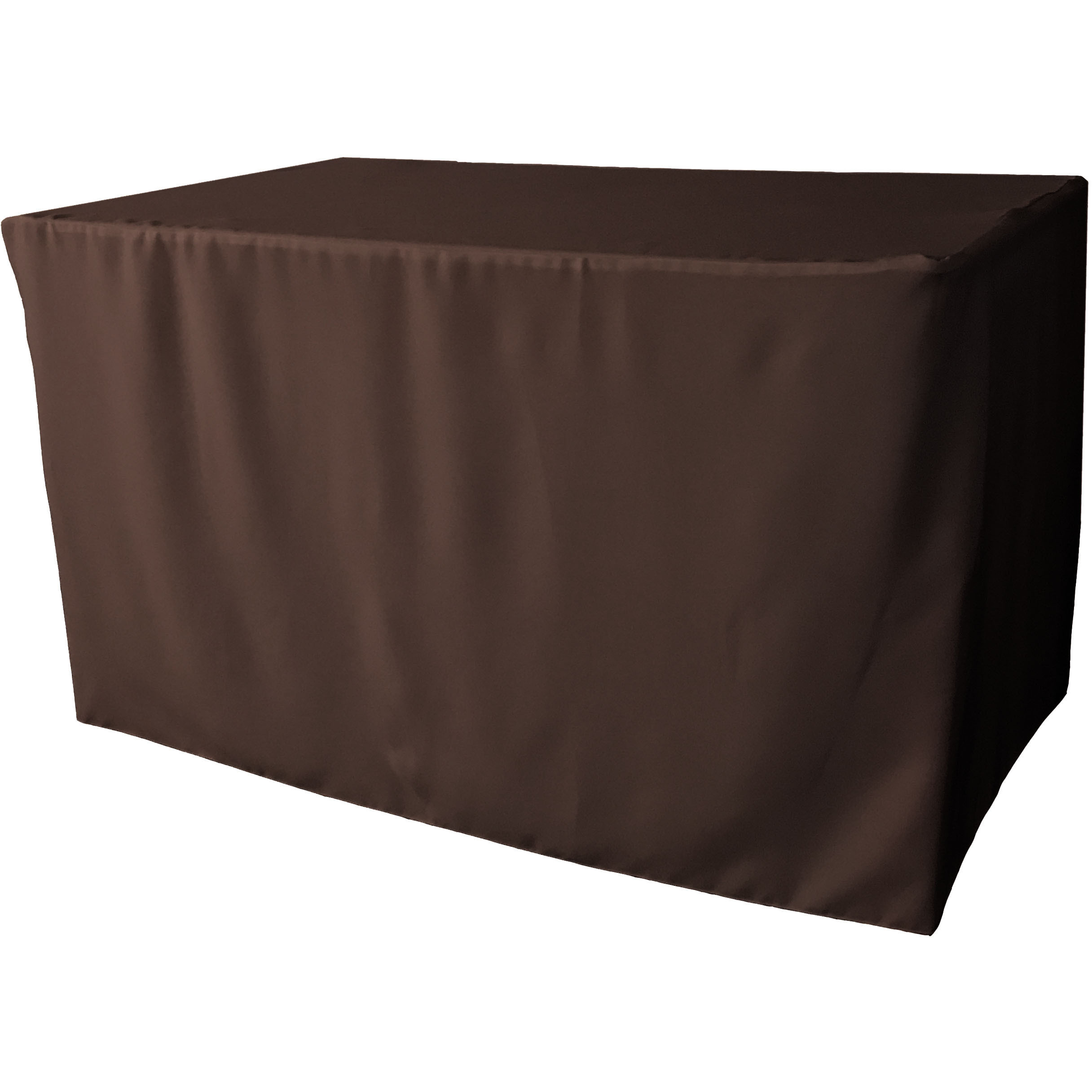 LA Linen Polyester Poplin Fitted tablecloth 48&quotL x 24&quotW x 30&quotH, Brown
