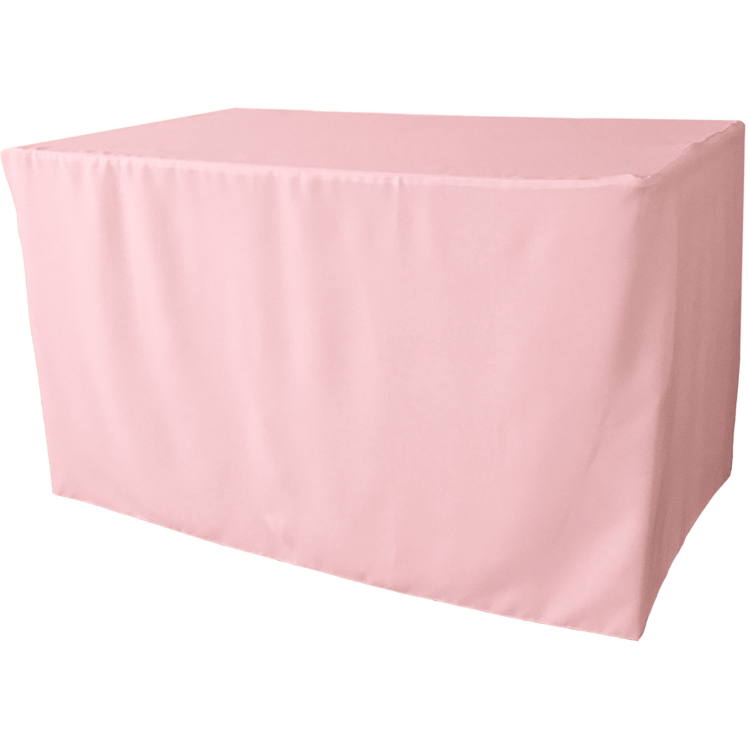 LA Linen Polyester Poplin Fitted tablecloth 48&quotL x 24&quotW x 30&quotH, Light Pink