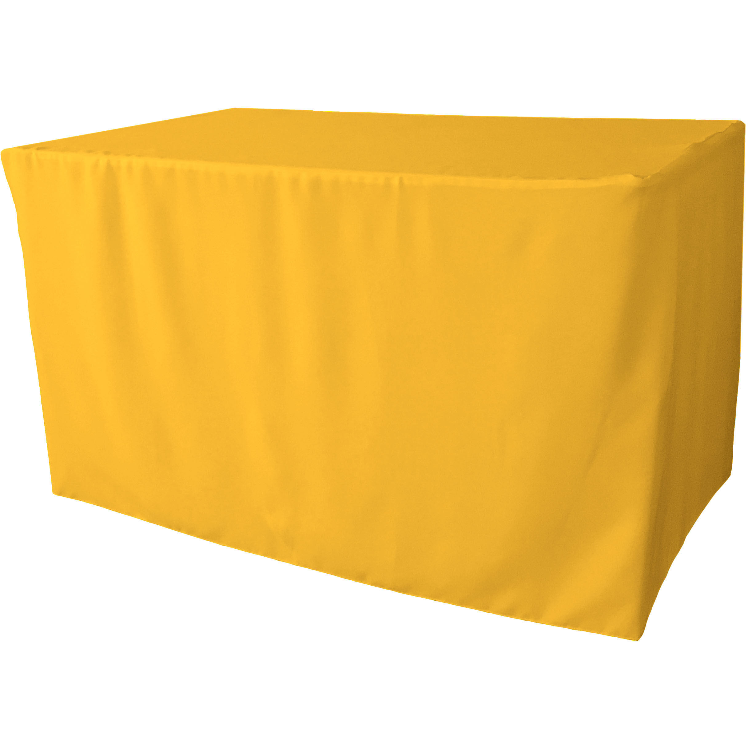 LA Linen Polyester Poplin Fitted tablecloth 48&quotL x 24&quotW x 30&quotH, Dark Yellow
