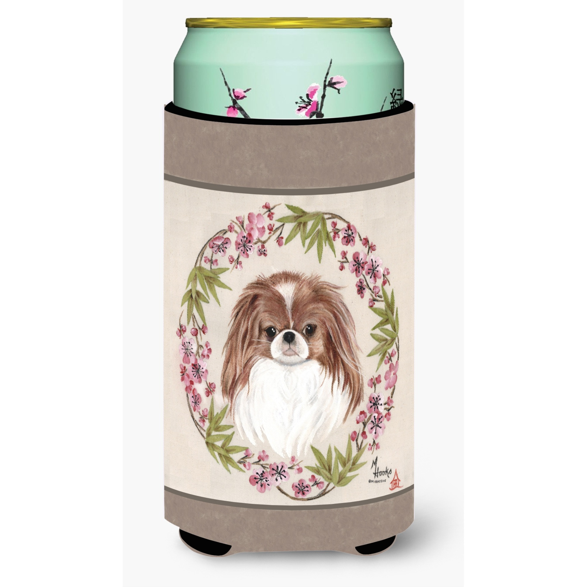 Japanese Chin Wreath of Flowers Tall Boy Beverage Insulator Hugger MH1009TBC