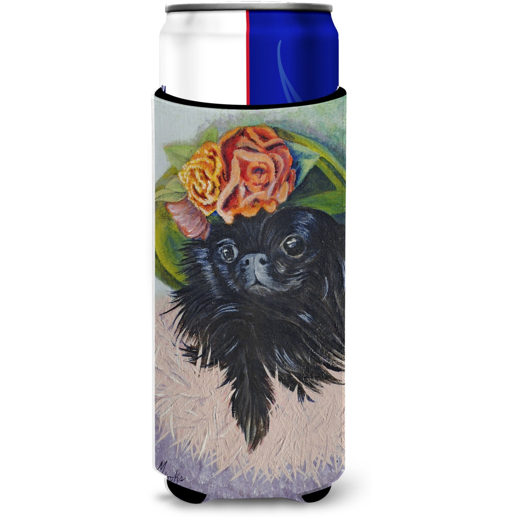 Black Pekingese Ultra Beverage Insulators for slim cans MH1038MUK