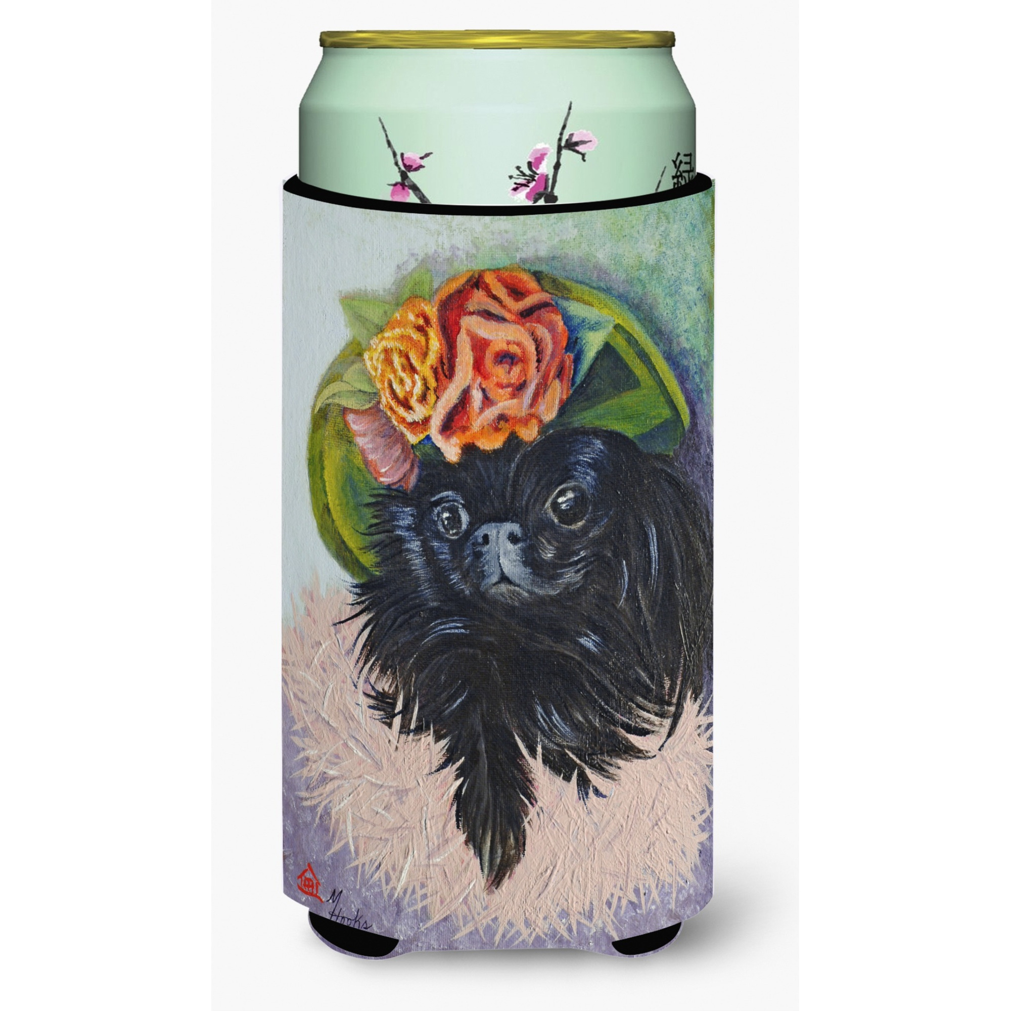 Black Pekingese Tall Boy Beverage Insulator Hugger MH1038TBC
