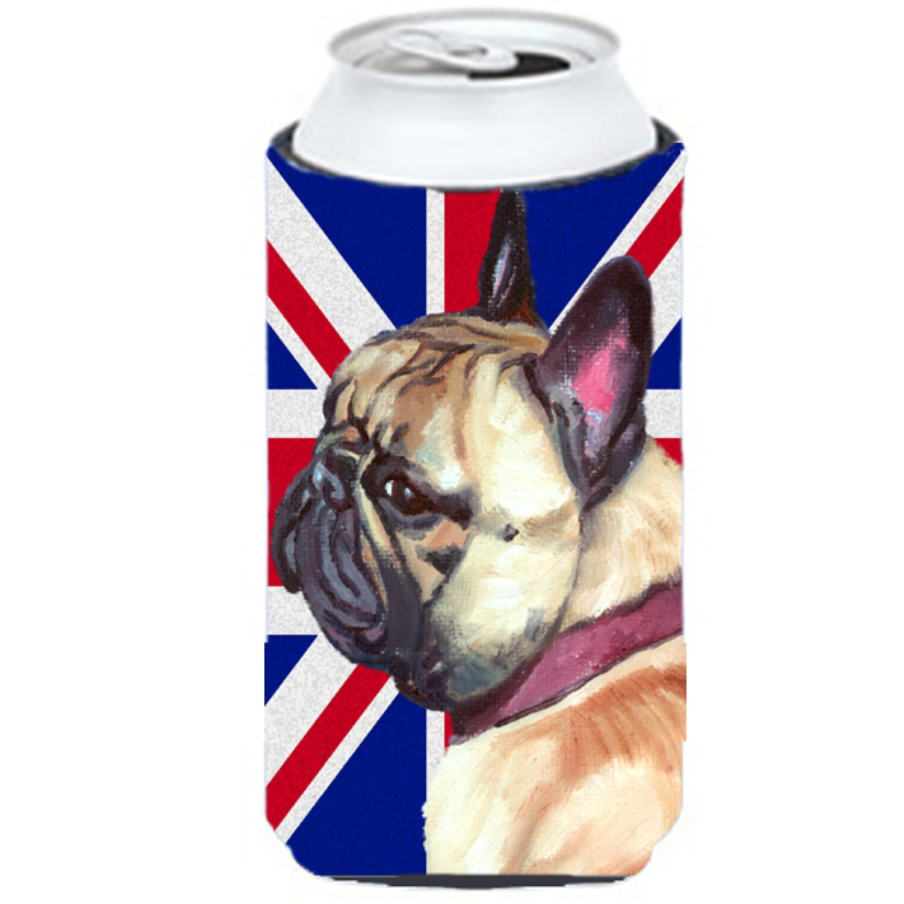 French Bulldog Frenchie with English Union Jack British Flag Tall Boy Beverage Insulator Hugger LH9601TBC