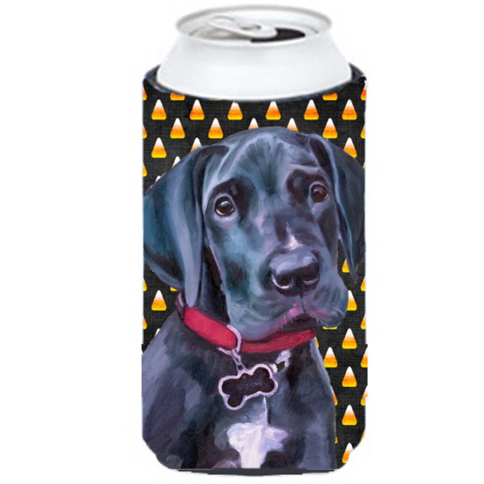 Black Great Dane Puppy Candy Corn Halloween Tall Boy Beverage Insulator Hugger LH9551TBC