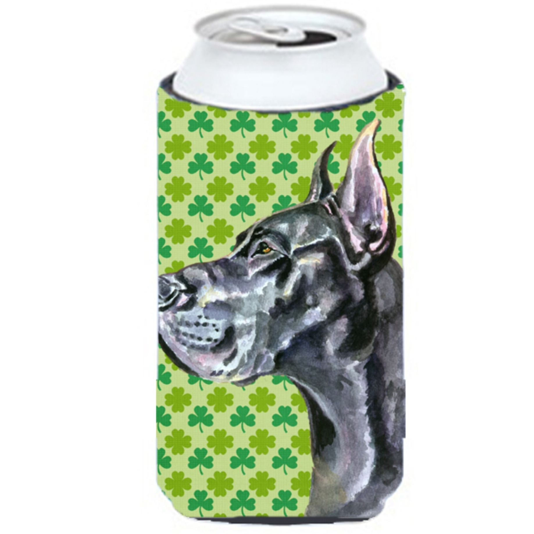 Black Great Dane St. Patricks Day Shamrock Tall Boy Beverage Insulator Hugger LH9571TBC