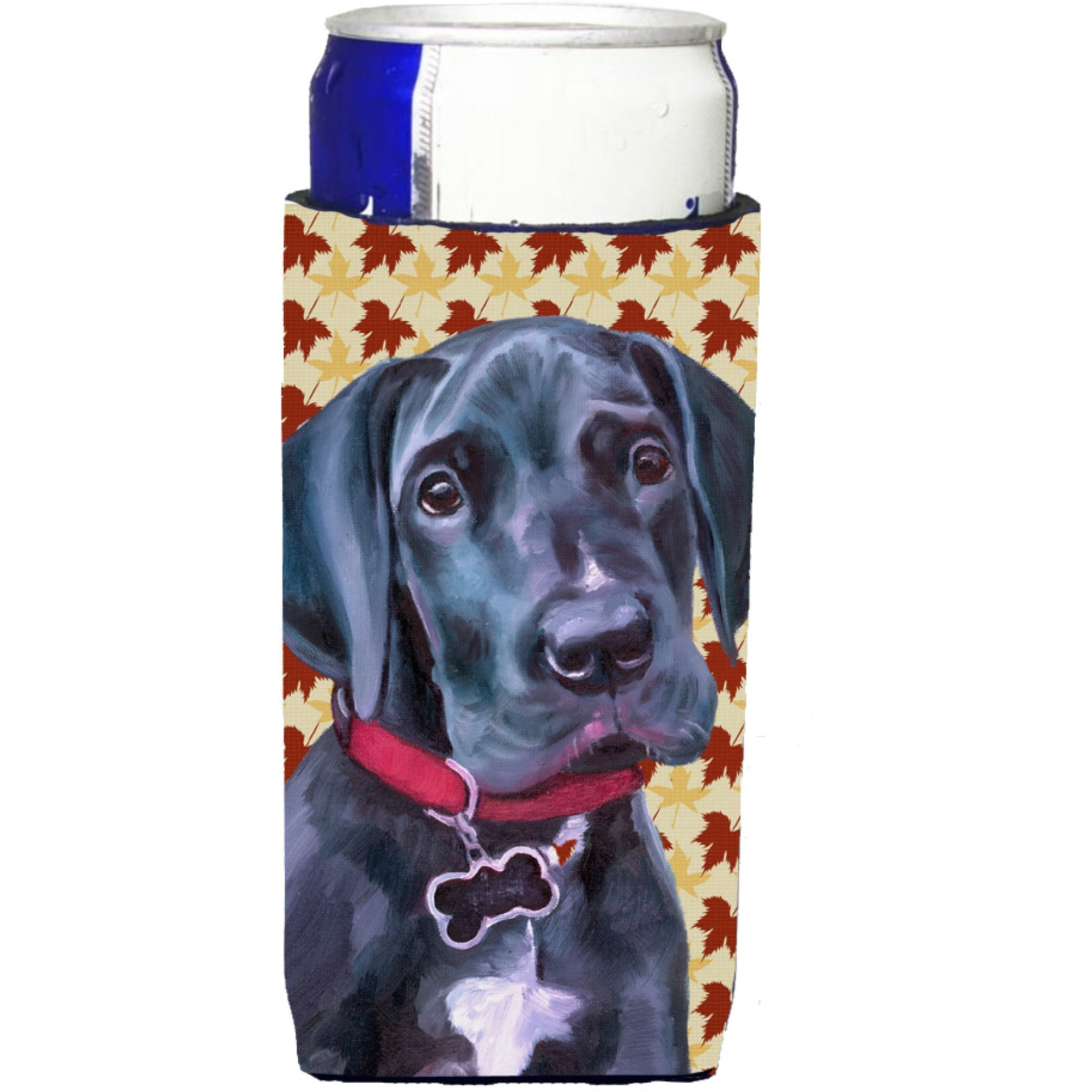 Black Great Dane Puppy Fall Leaves Ultra Beverage Insulators for slim cans LH9558MUK