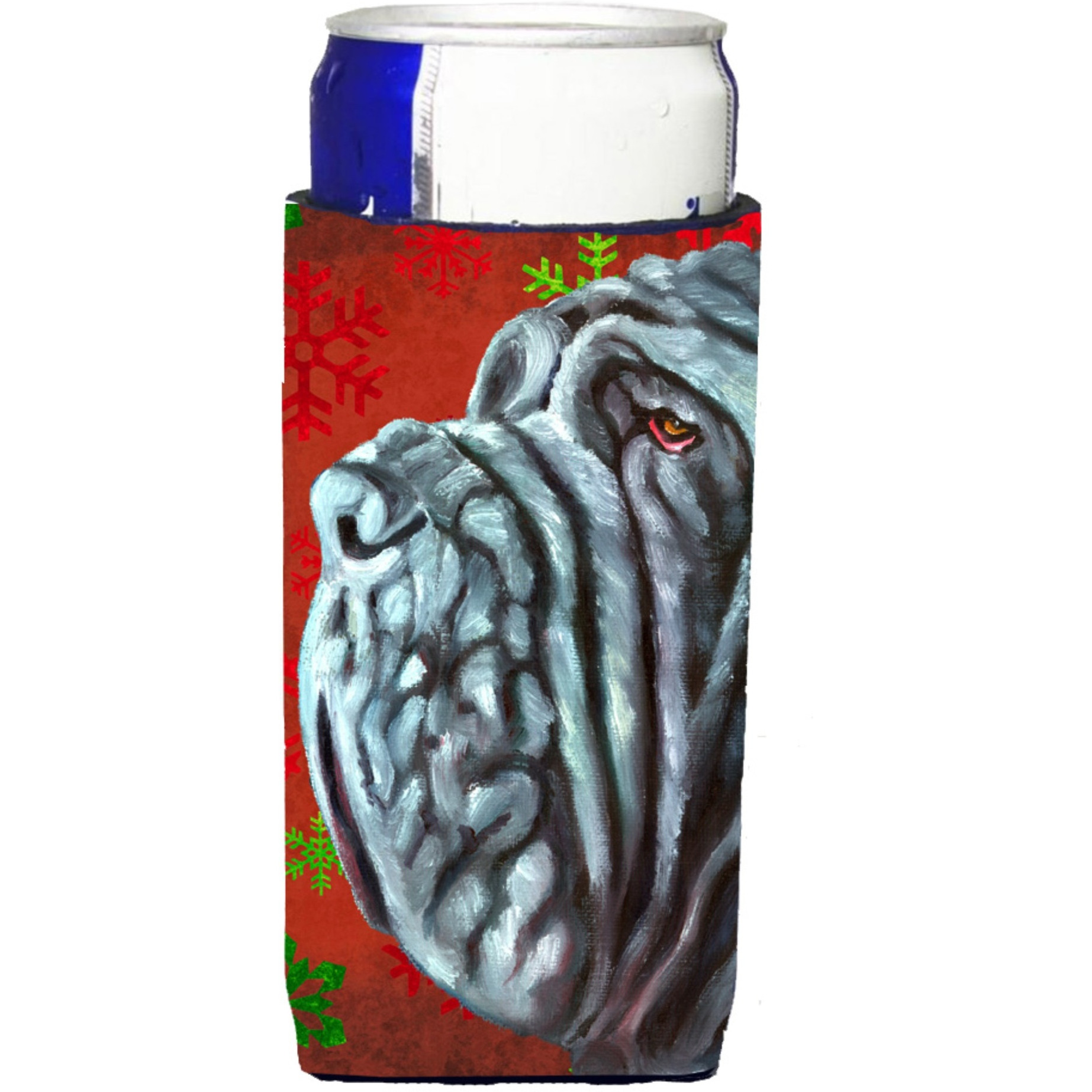 Neapolitan Mastiff Red Snowflakes Holiday Christmas Ultra Beverage Insulators for slim cans LH9575MUK