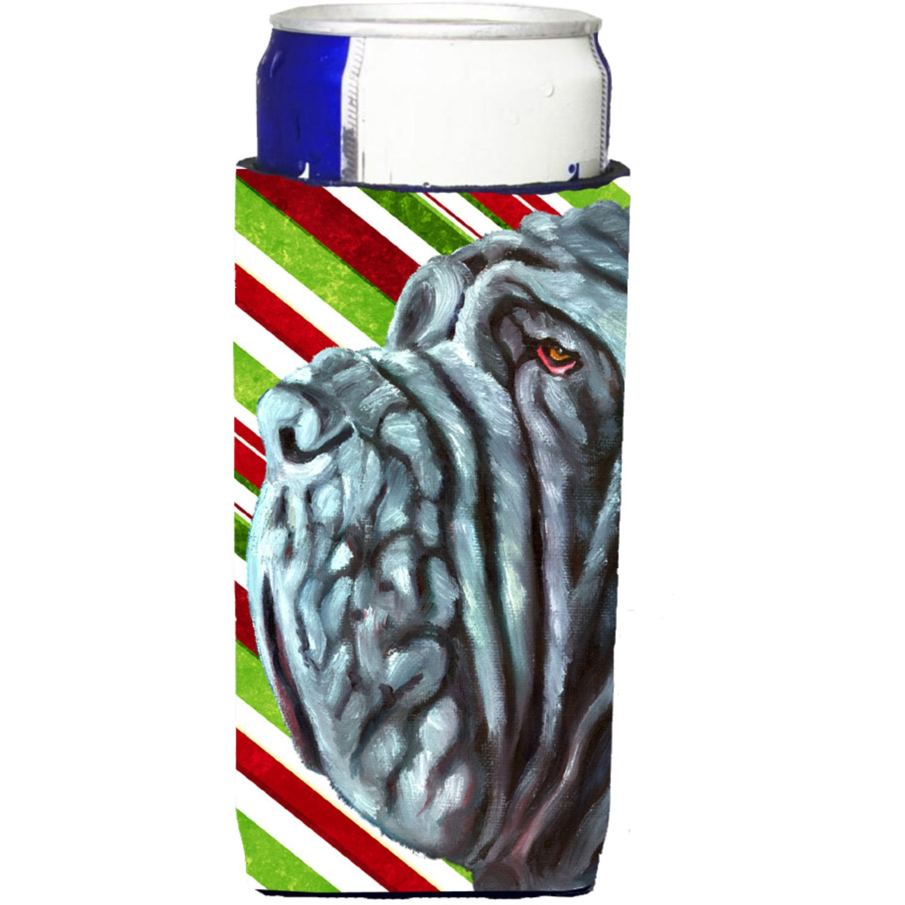 Neapolitan Mastiff Candy Cane Holiday Christmas Ultra Beverage Insulators for slim cans LH9589MUK