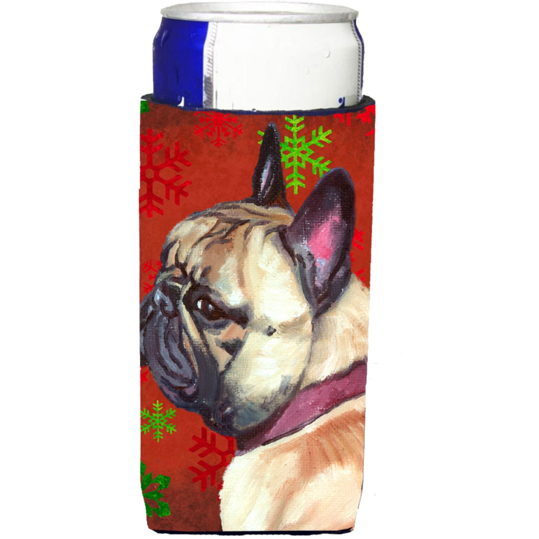 French Bulldog Frenchie Red Snowflakes Holiday Christmas Ultra Beverage Insulators for slim cans LH9580MUK