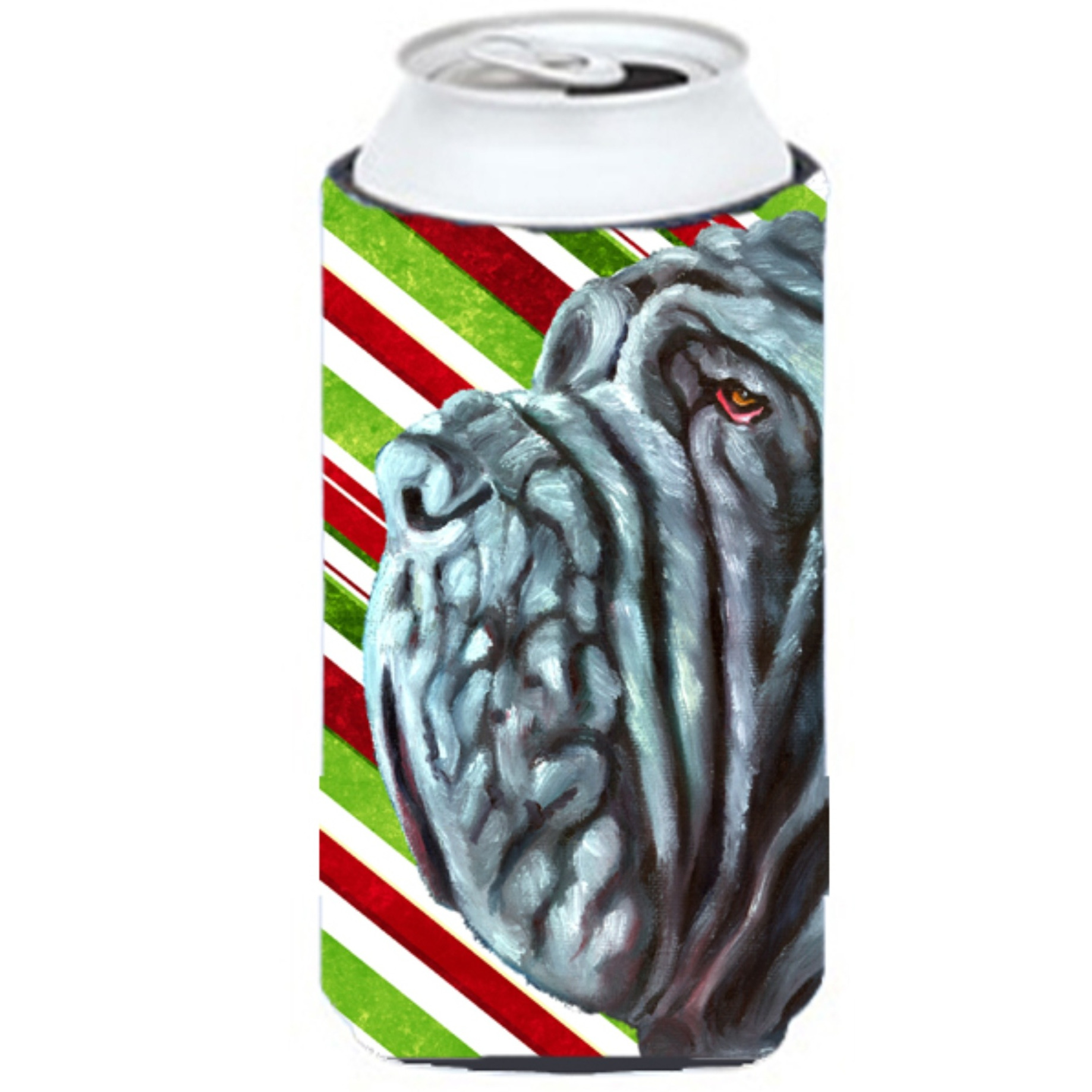 Neapolitan Mastiff Candy Cane Holiday Christmas Tall Boy Beverage Insulator Hugger LH9589TBC
