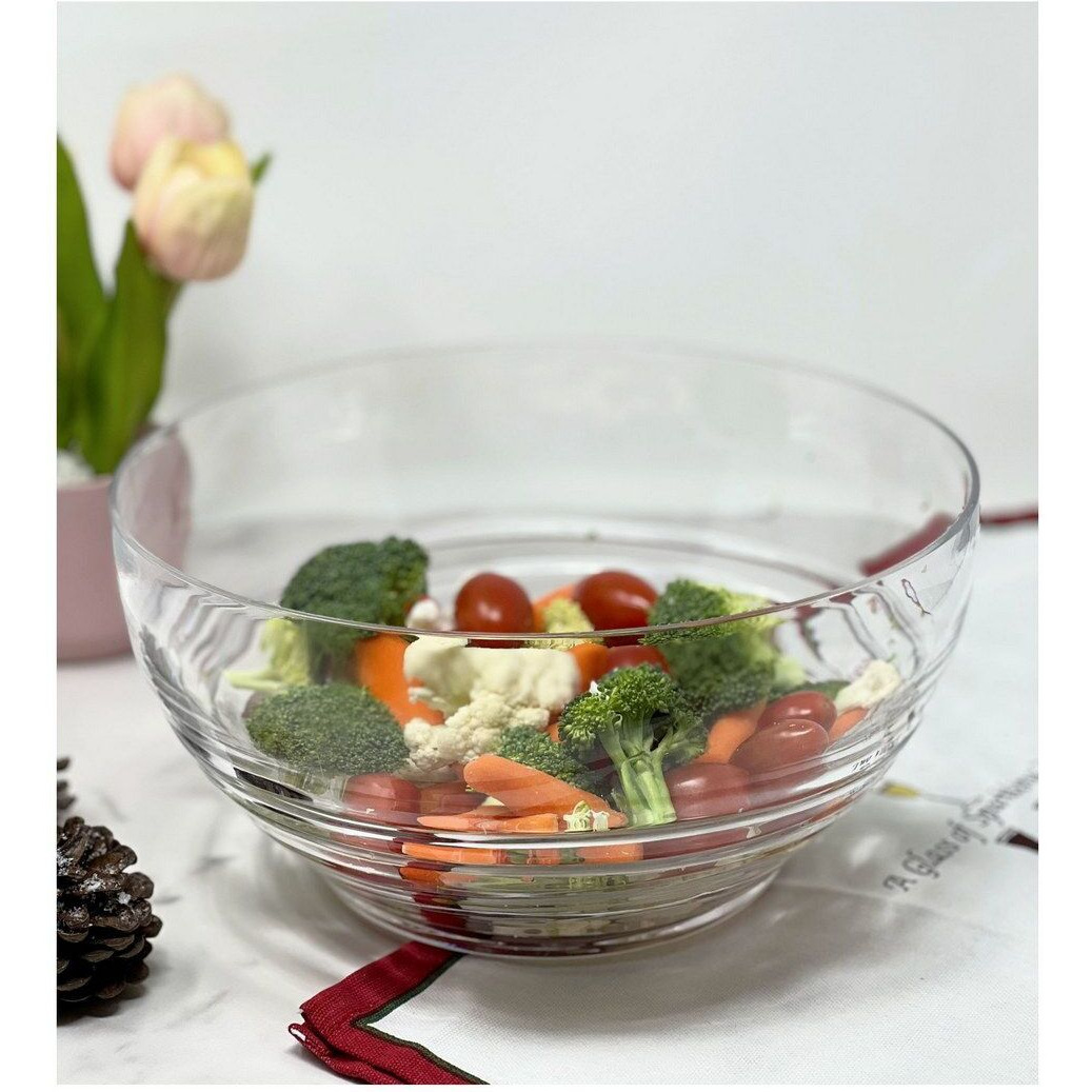 Designer Swirl clear Acrylic Large Bowl, Break Resistant Premium Acrylic Round Serving Bowl for Partys, Snacks, or Salad Bowl, BPA Free(D0102H5L7ZX)