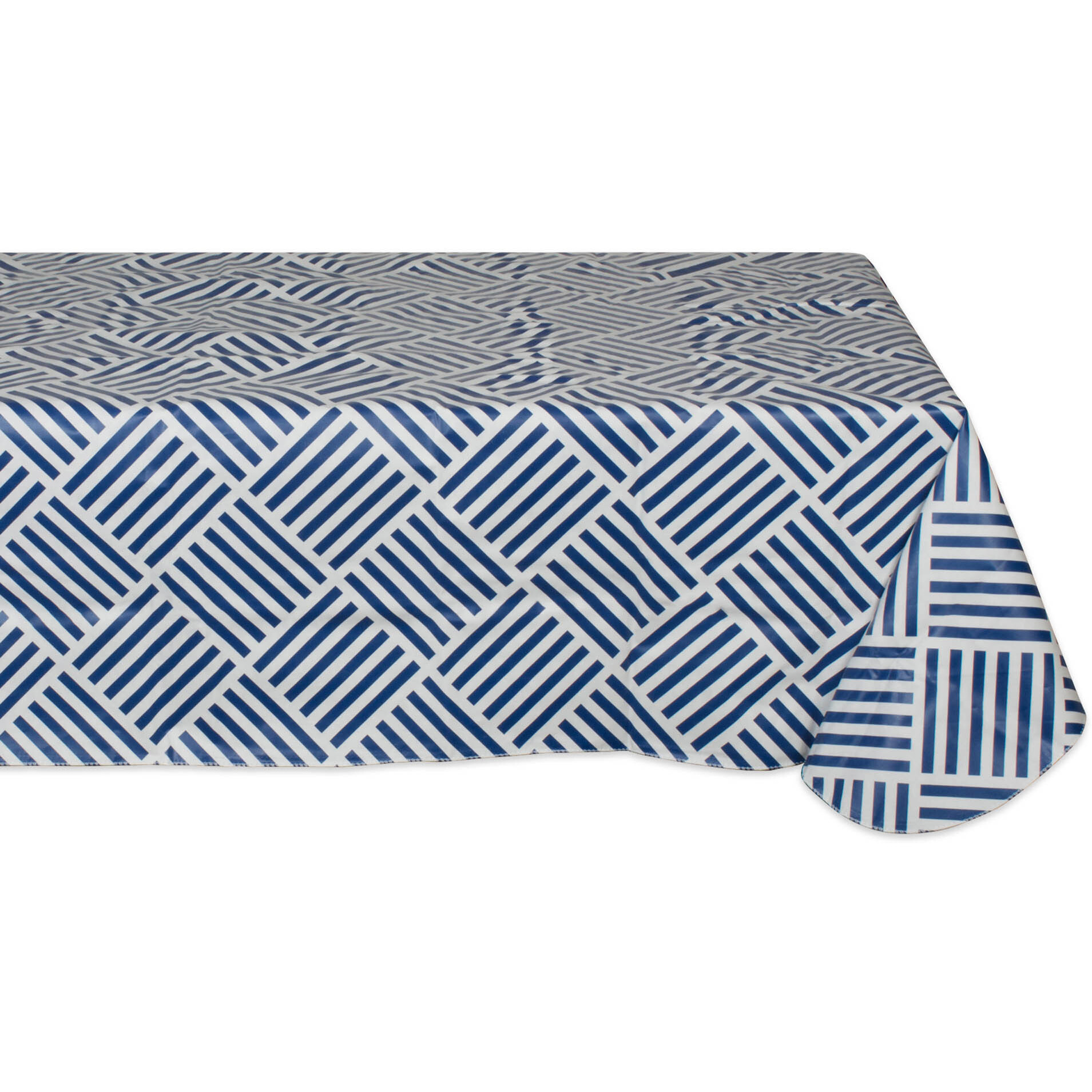 J&M Navy Grid Vinyl Tablecloth 60x84