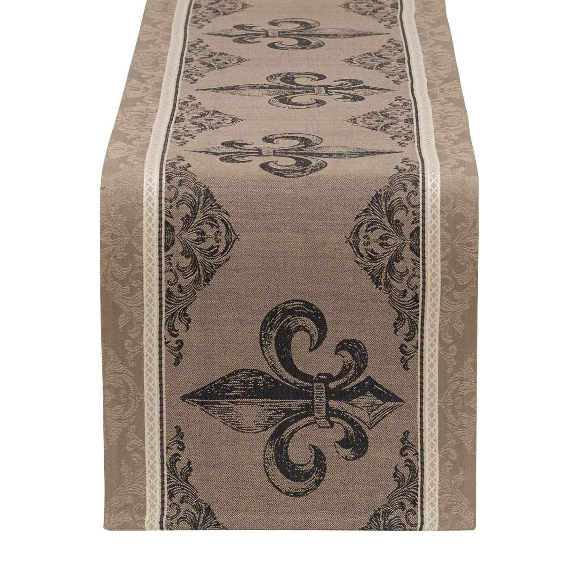 DII Fleur De Lis Stripe Jacquard Table Runner