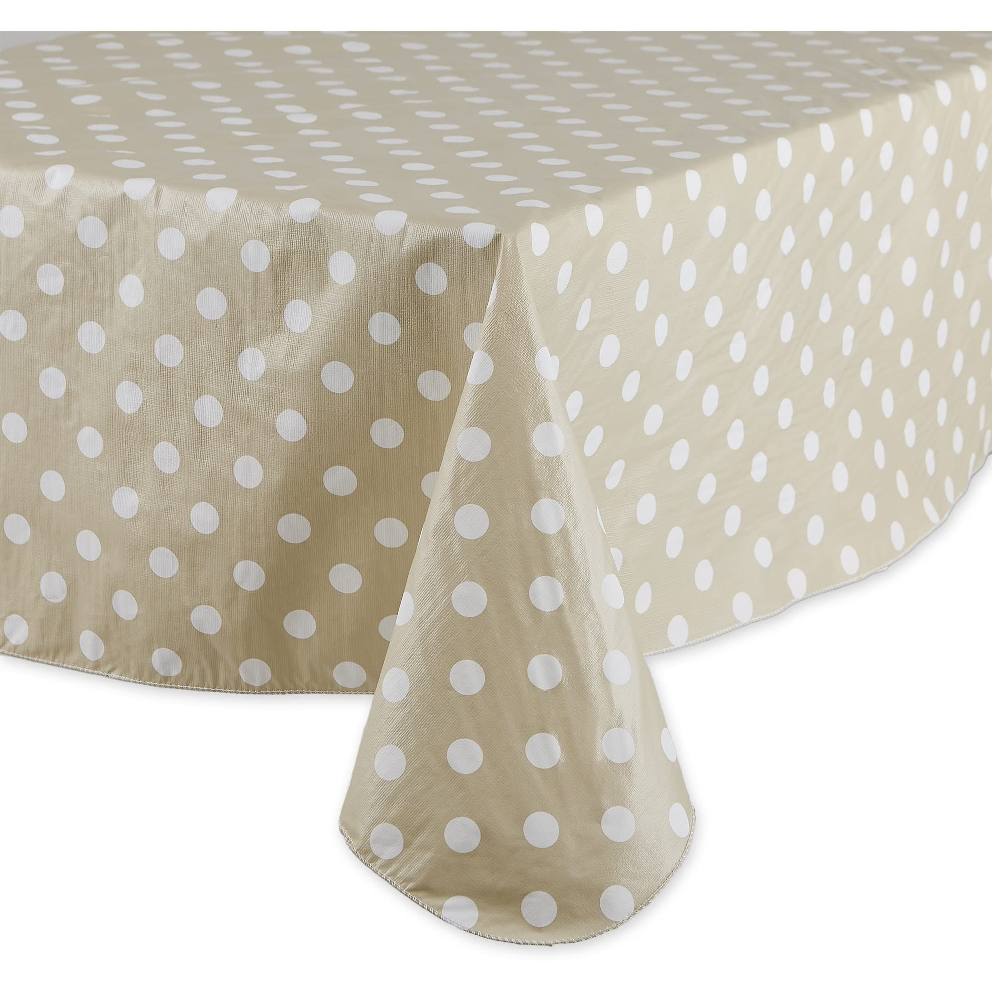 J&M Natural Polka Dot Vinyl Tablecloth 60x102