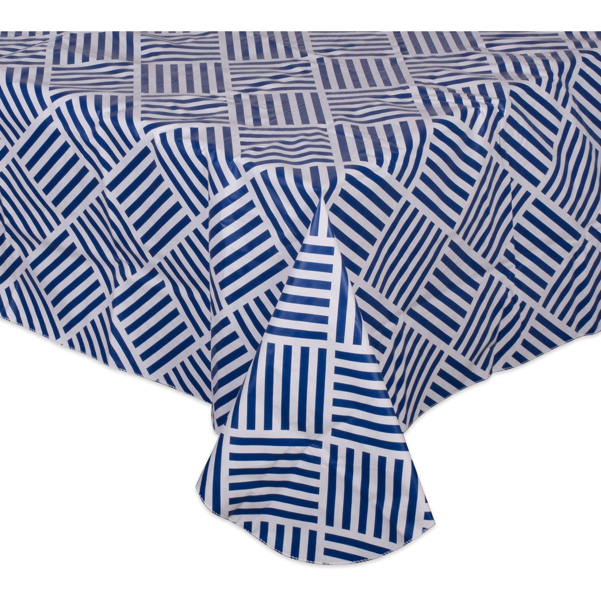 J&M Navy Grid Vinyl Tablecloth 60x102