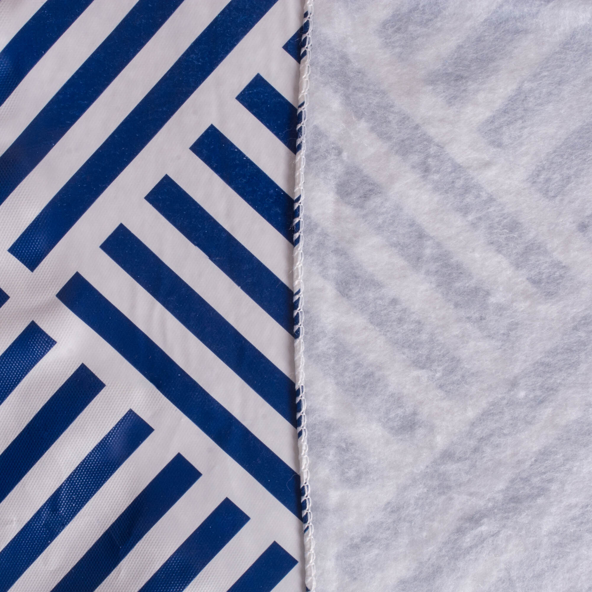 J&M Navy Grid Vinyl Tablecloth 70 Round
