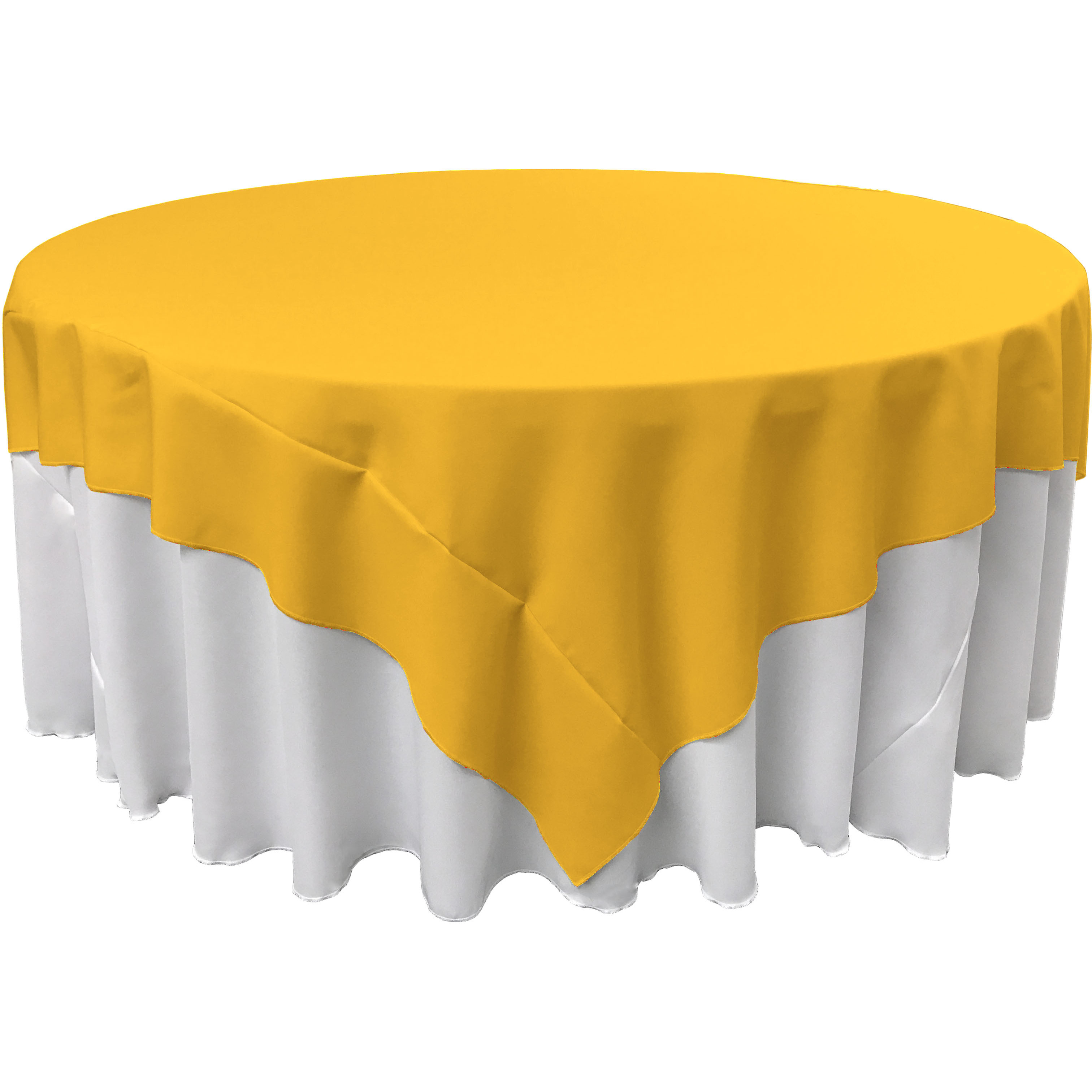 LA Linen Polyester Poplin Square Tablecloth, 90 by 90-Inch, Dark Yellow