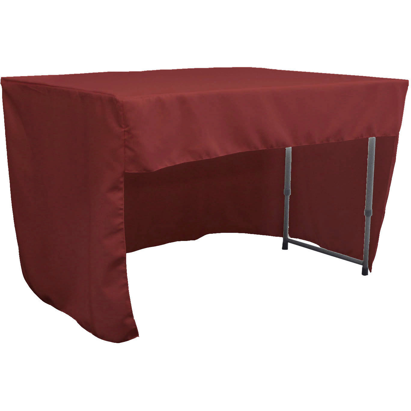 LA Linen Open Back Polyester Poplin Fitted tablecloth 48&quotL x 30&quotW x 30&quotH, Burgundy