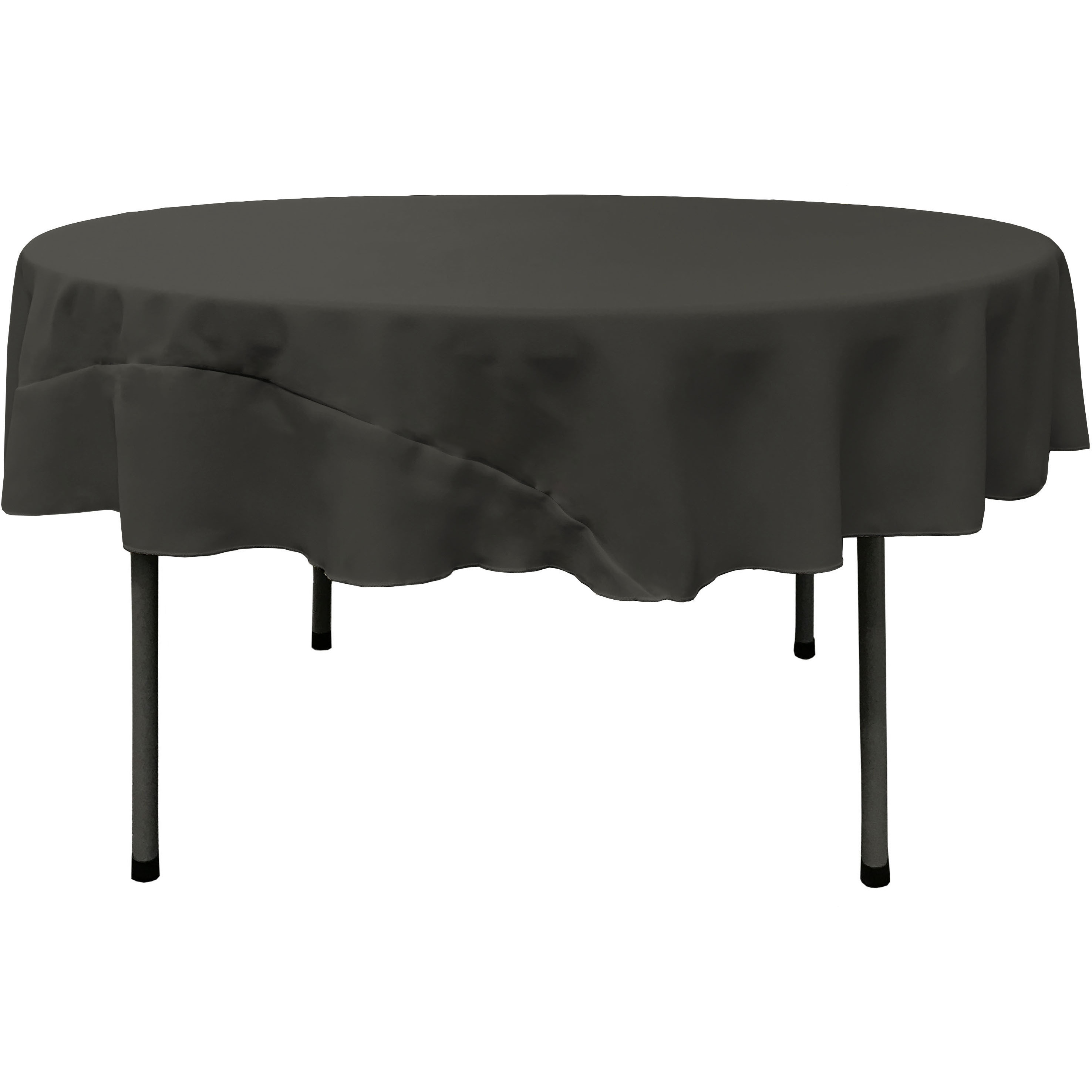 LA Linen Polyester Poplin Tablecloth 72-Inches Round, Black