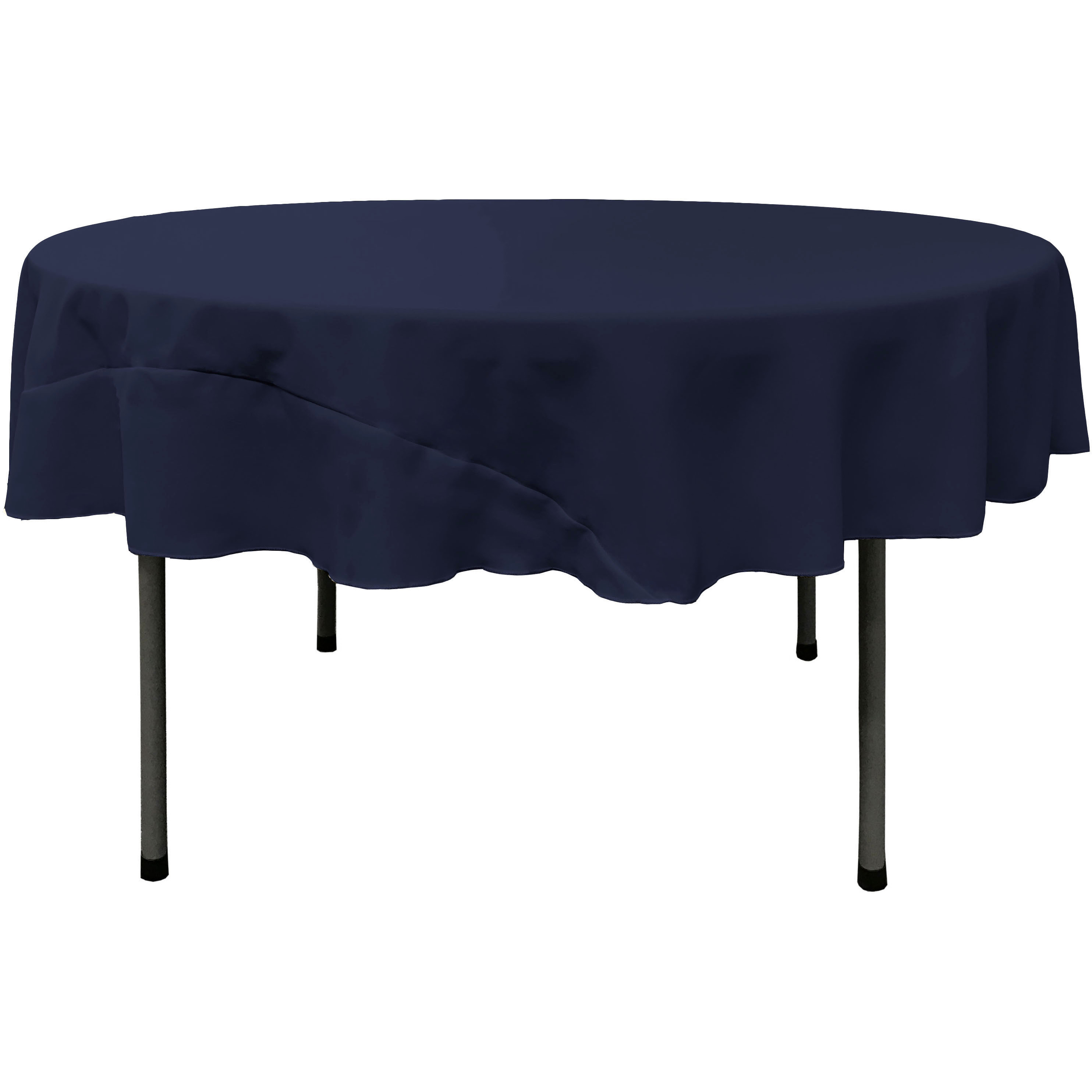 LA Linen Polyester Poplin Tablecloth 72-Inches Round, Navy Blue