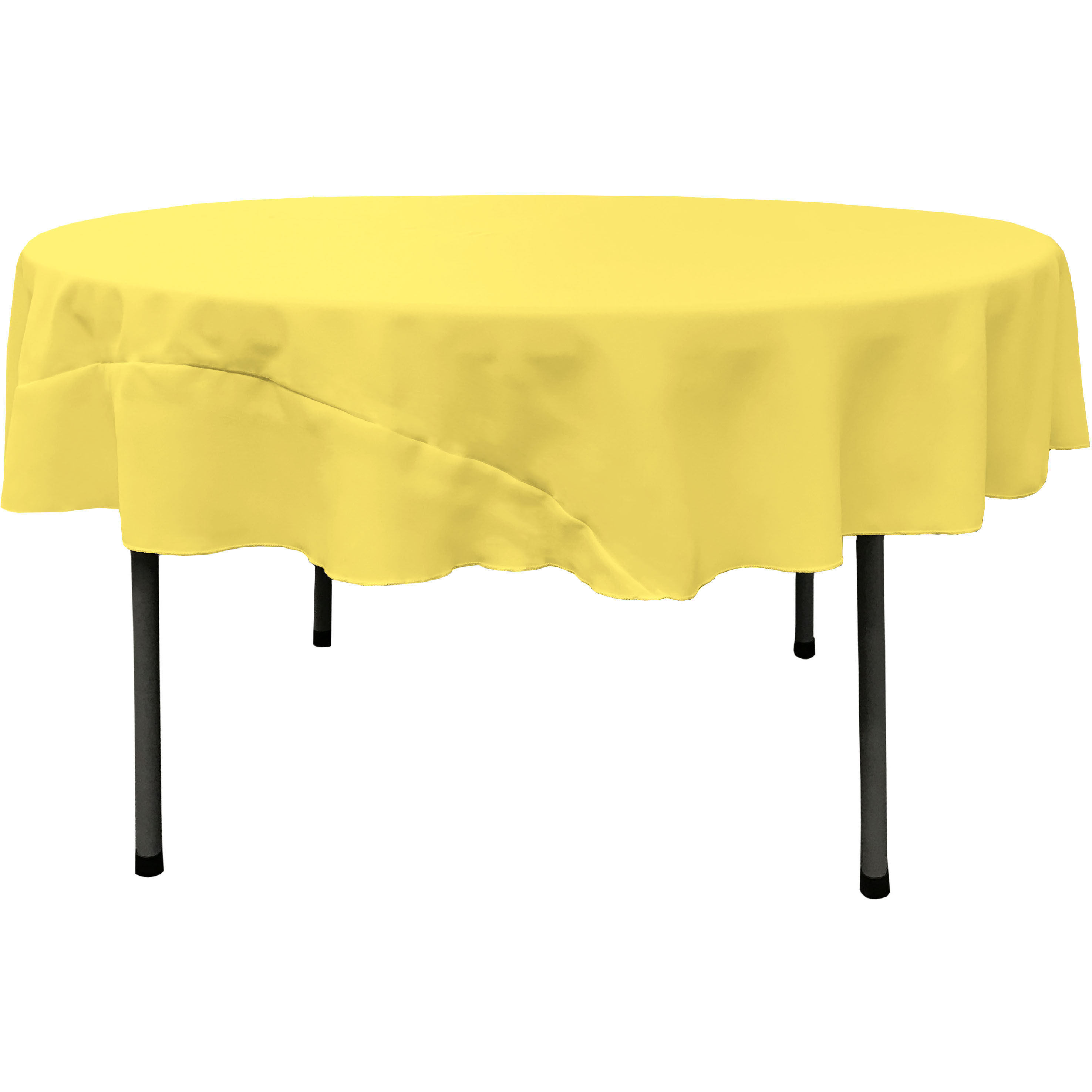 LA Linen Polyester Poplin Tablecloth 72-Inches Round, Light Yellow