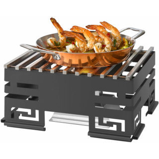 Rosseto SK041 Mini Chef Black Matte Warmer Kit-Track Grill  Burner Stand  1 Fuel Holder & Stackable Frame