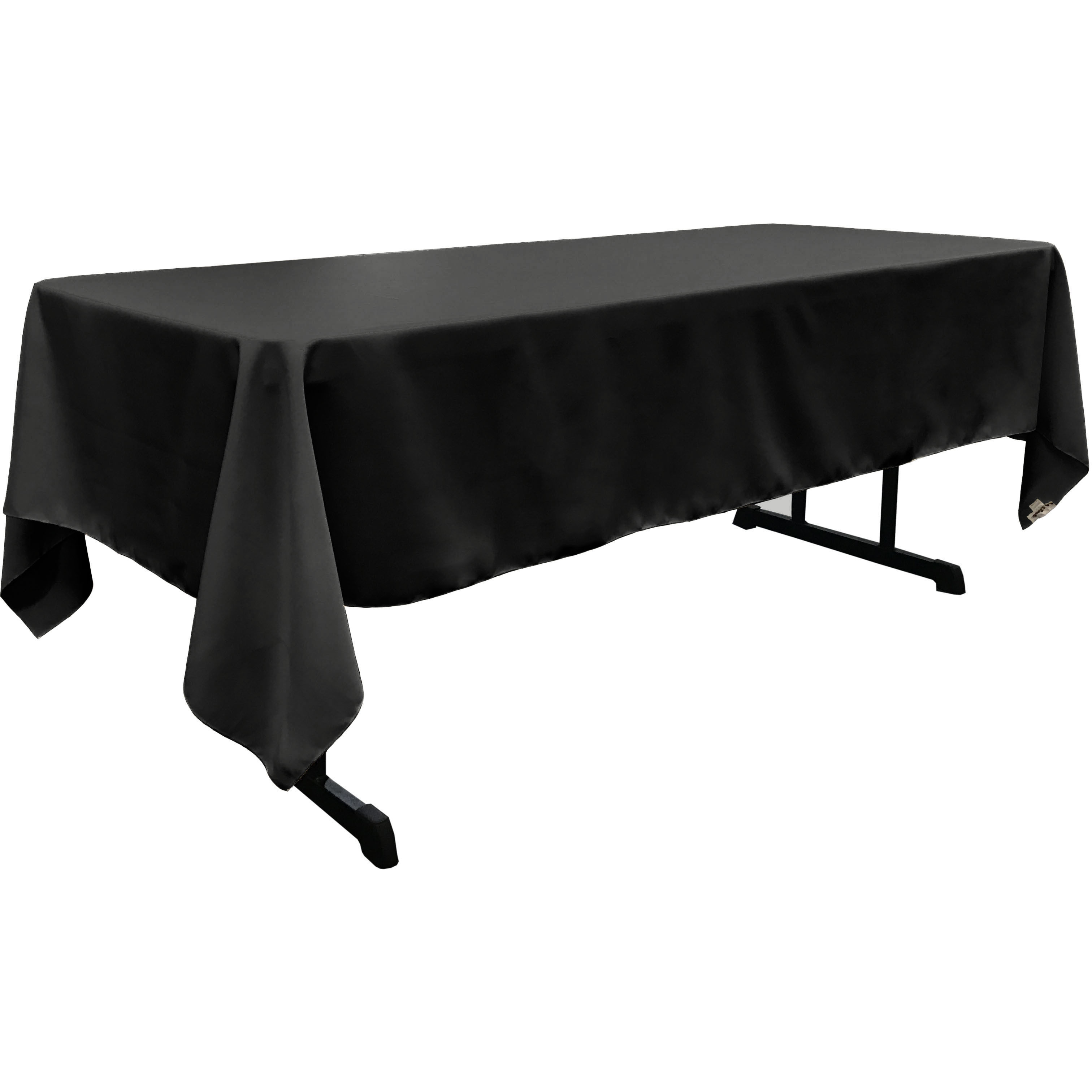 LA Linen Polyester Poplin Rectangular Tablecloth 60 by 144-Inch, Black