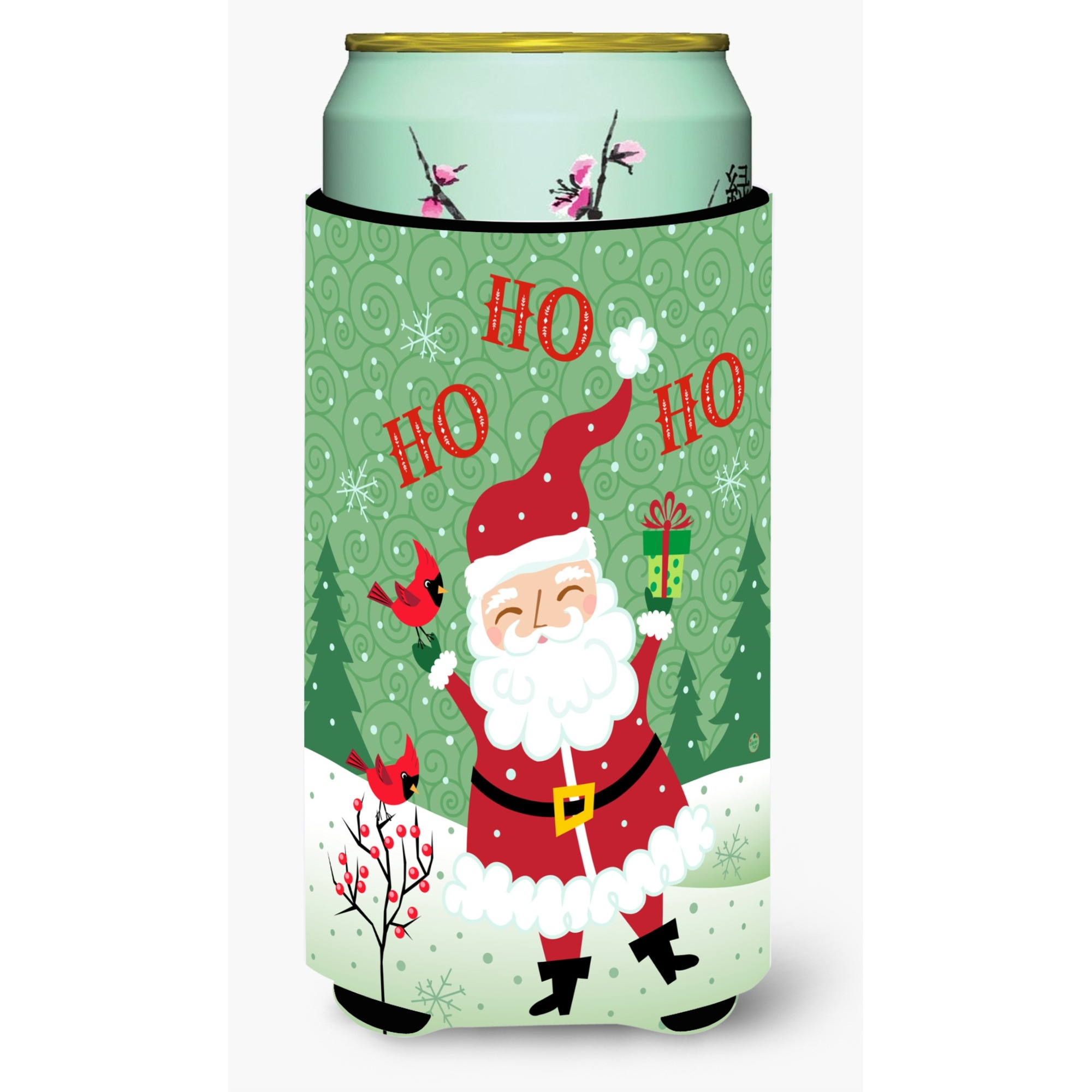 Carolines Treasures VHA3016TBC Merry Christmas Santa Claus Ho Ho Ho Tall Boy Koozie Hugger, Multicolor