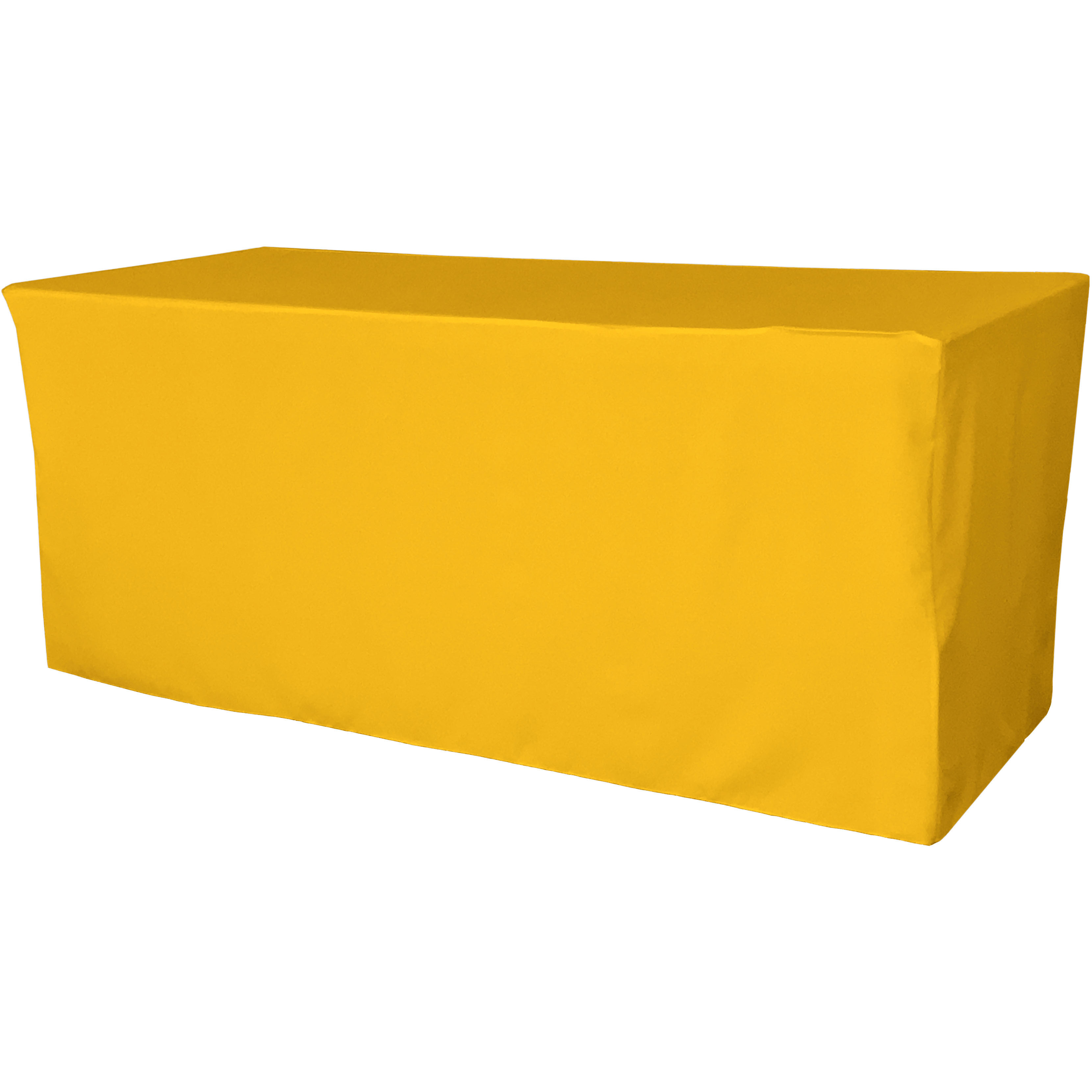 LA Linen Polyester Poplin Fitted tablecloth 72&quotL x 24&quotW x 30&quotH, Dark Yellow