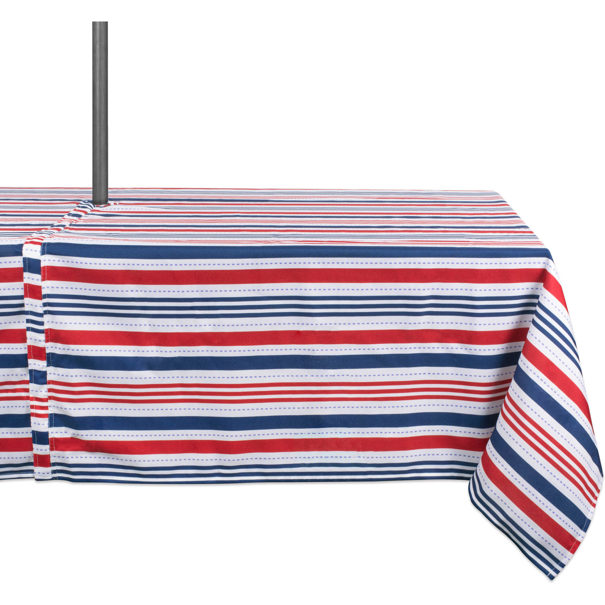 DII Patriotic Stripe Outdoor Tablecloth With Zipper