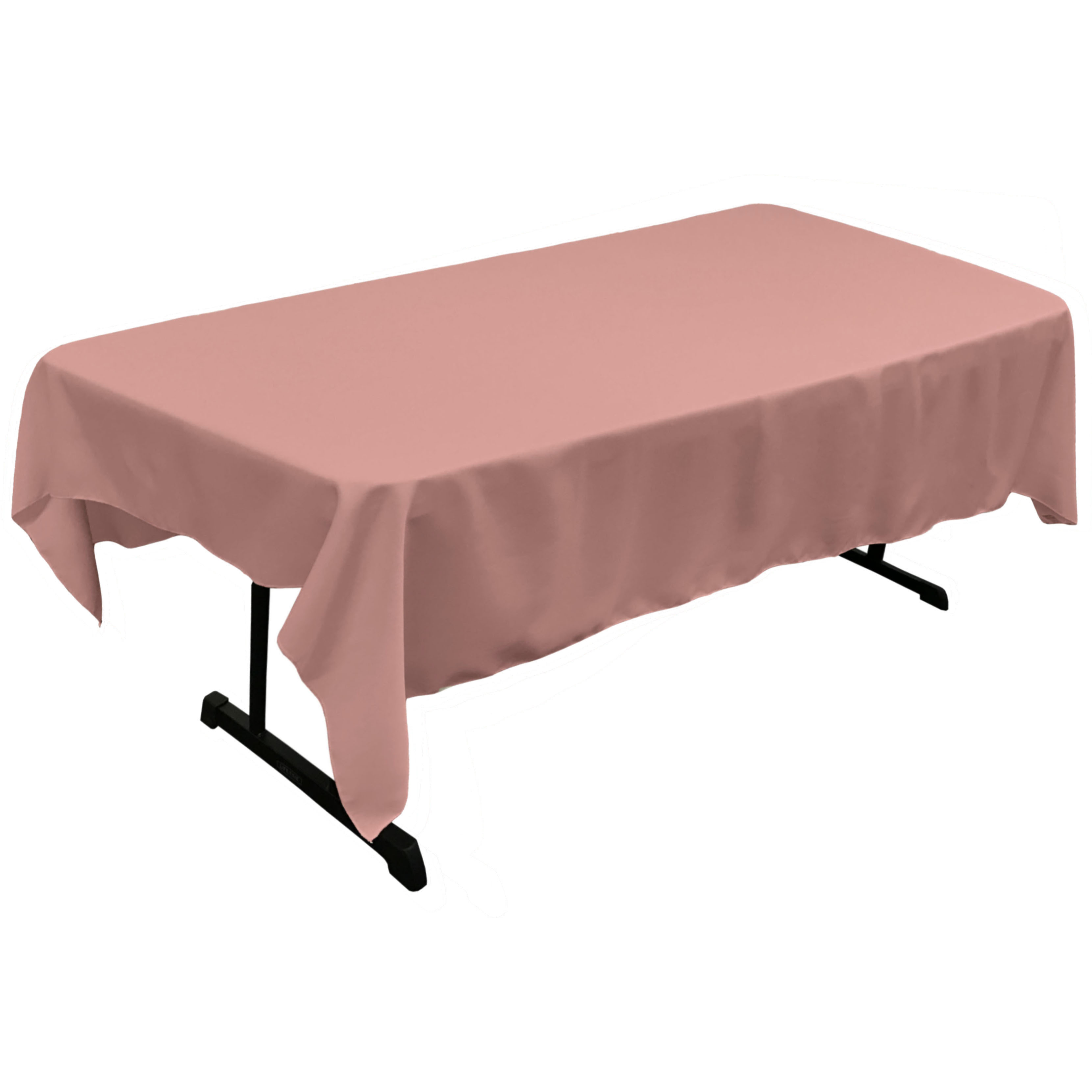 LA Linen Polyester Poplin 60 by 90-Inch Rectangular Tablecloth, Dusty Rose