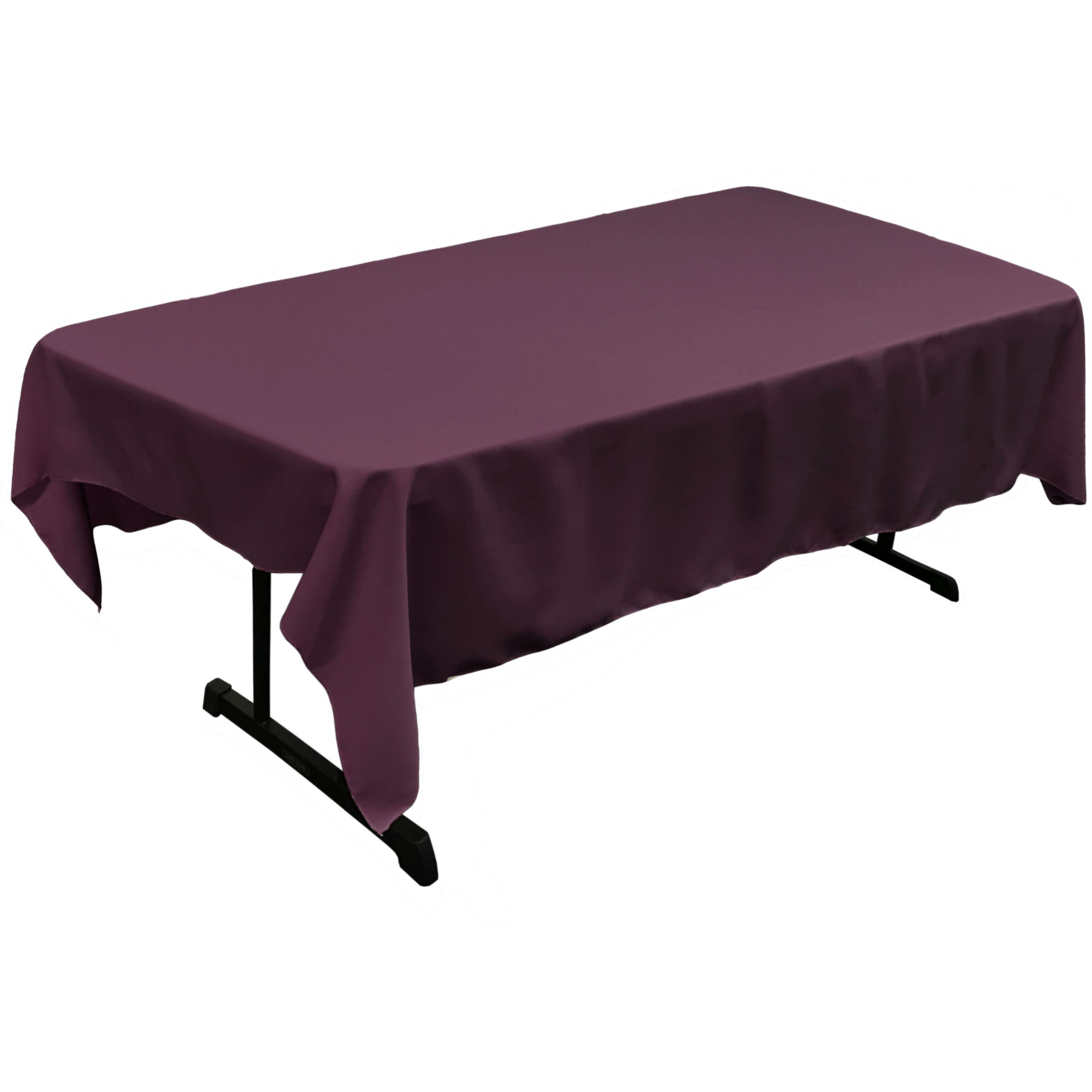 LA Linen Polyester Poplin 60 by 90-Inch Rectangular Tablecloth, Eggplant