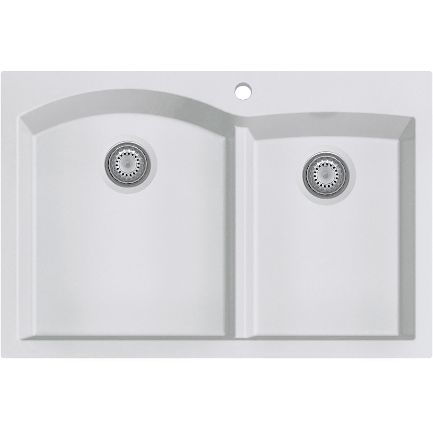 ALFI brand AB3320DI-W White 33" Double Bowl Drop In Granite Composite Kitchen Sink