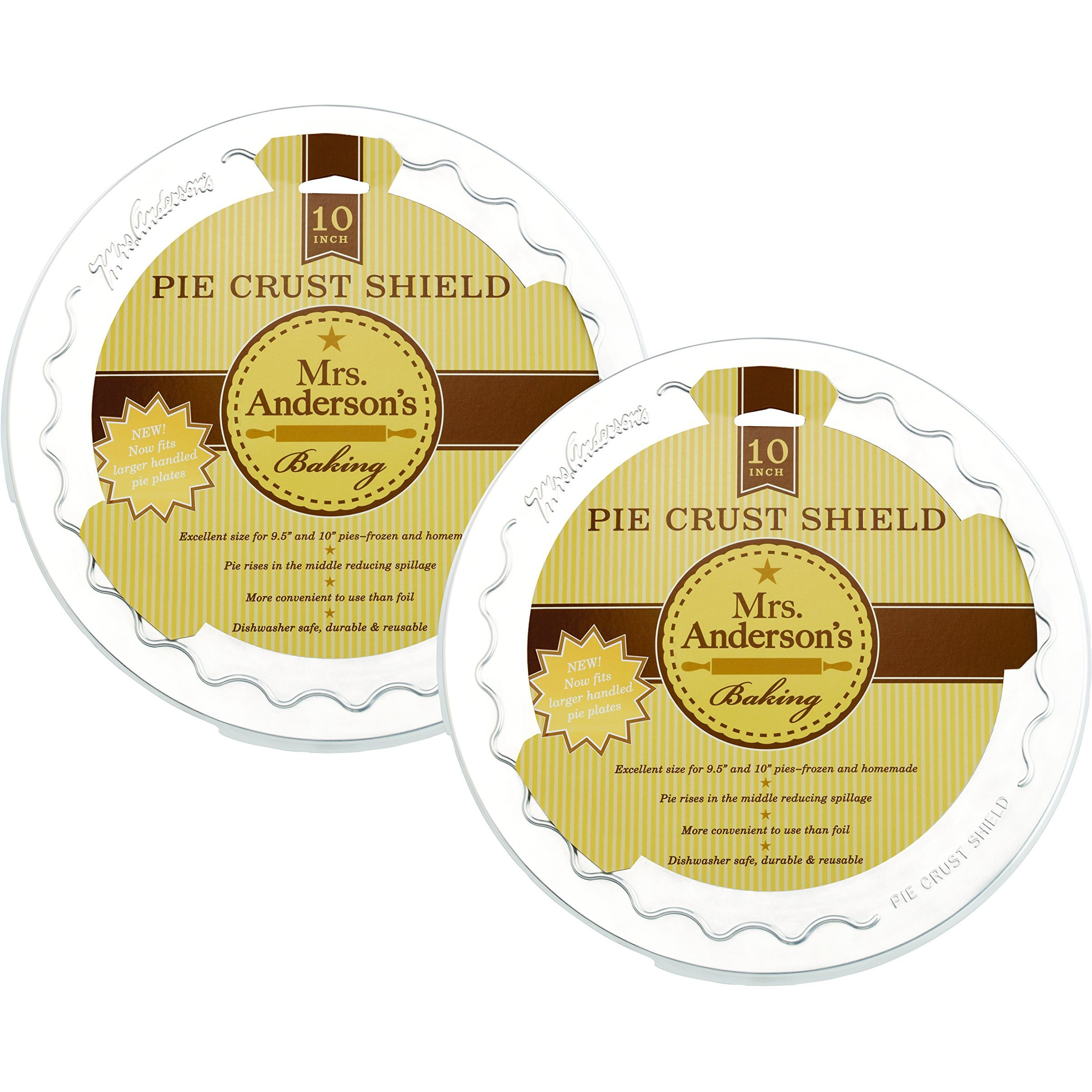 Mrs. Anderson's Baking Pie Crust Protector Shield, Fits 9.5 and 10-Inch Plates, Set of 2