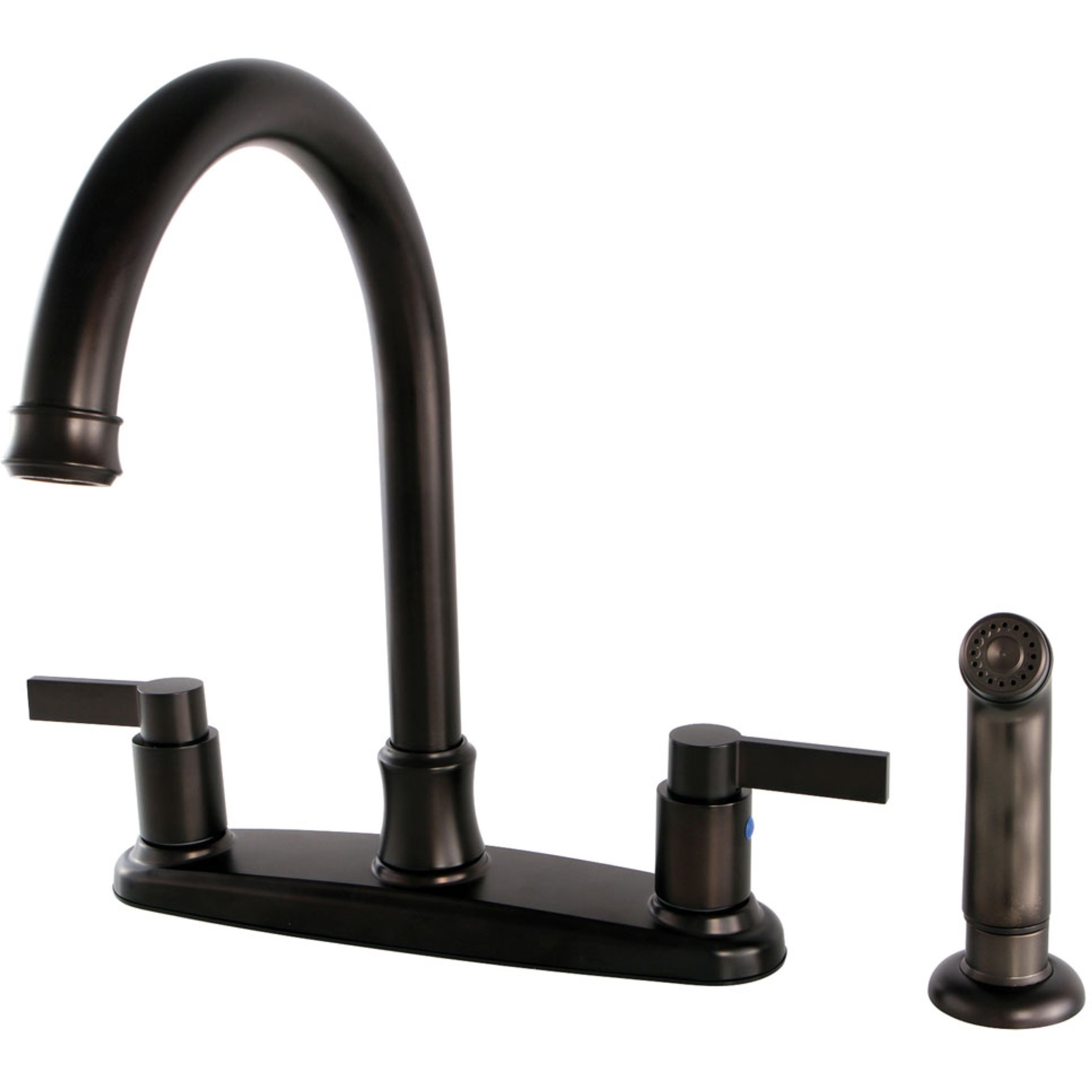 Kingston Brass FB7795NDLSP NuvoFusion 8-Inch Centerset Kitchen Faucet with Sprayer, Oil Rubbed Bronze