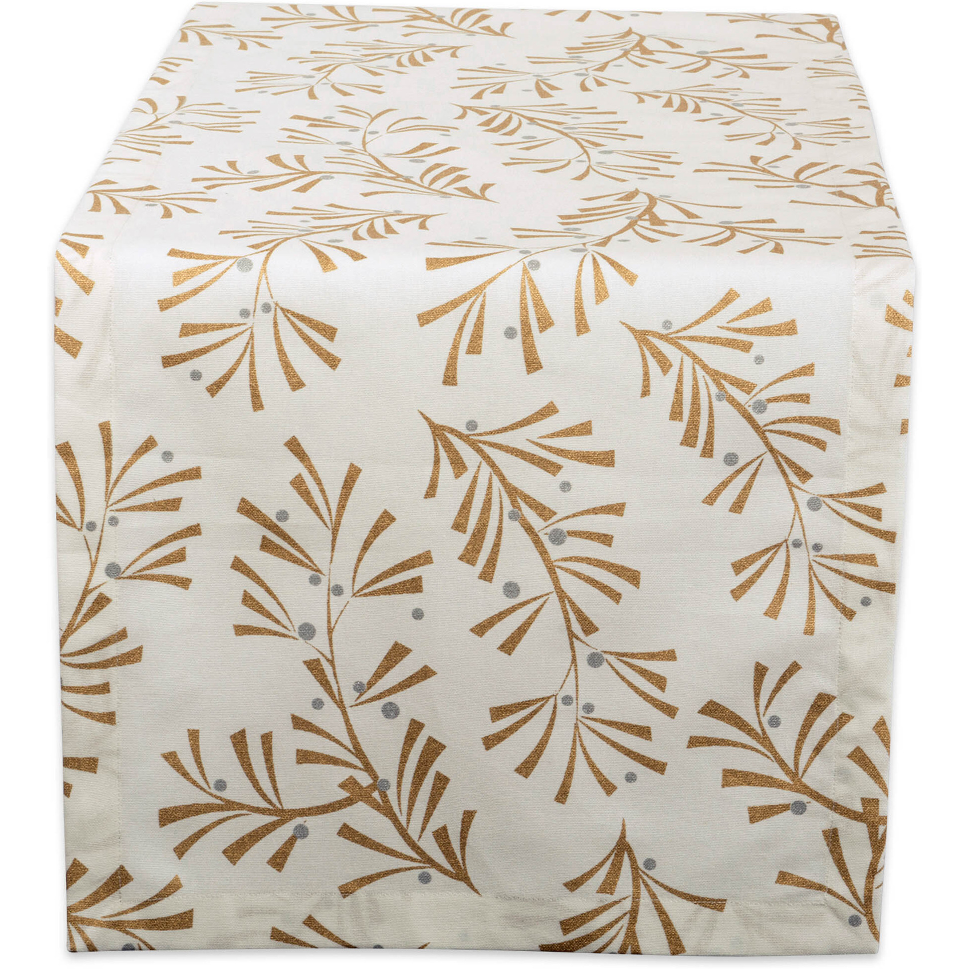 DII Metallic Holly Leaves Table Runner