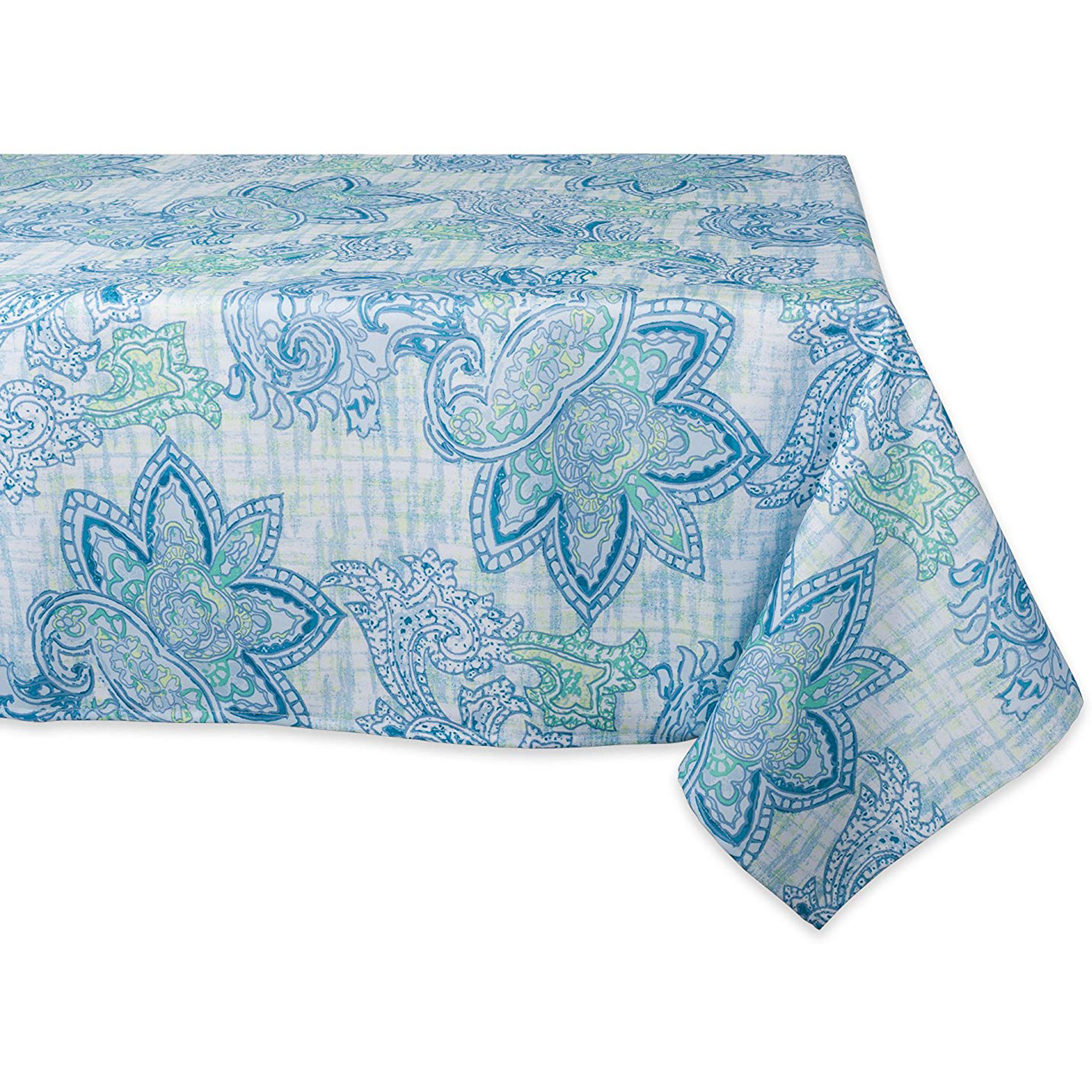 DII Blue Watercolor Paisley Print Outdoor Tablecloth