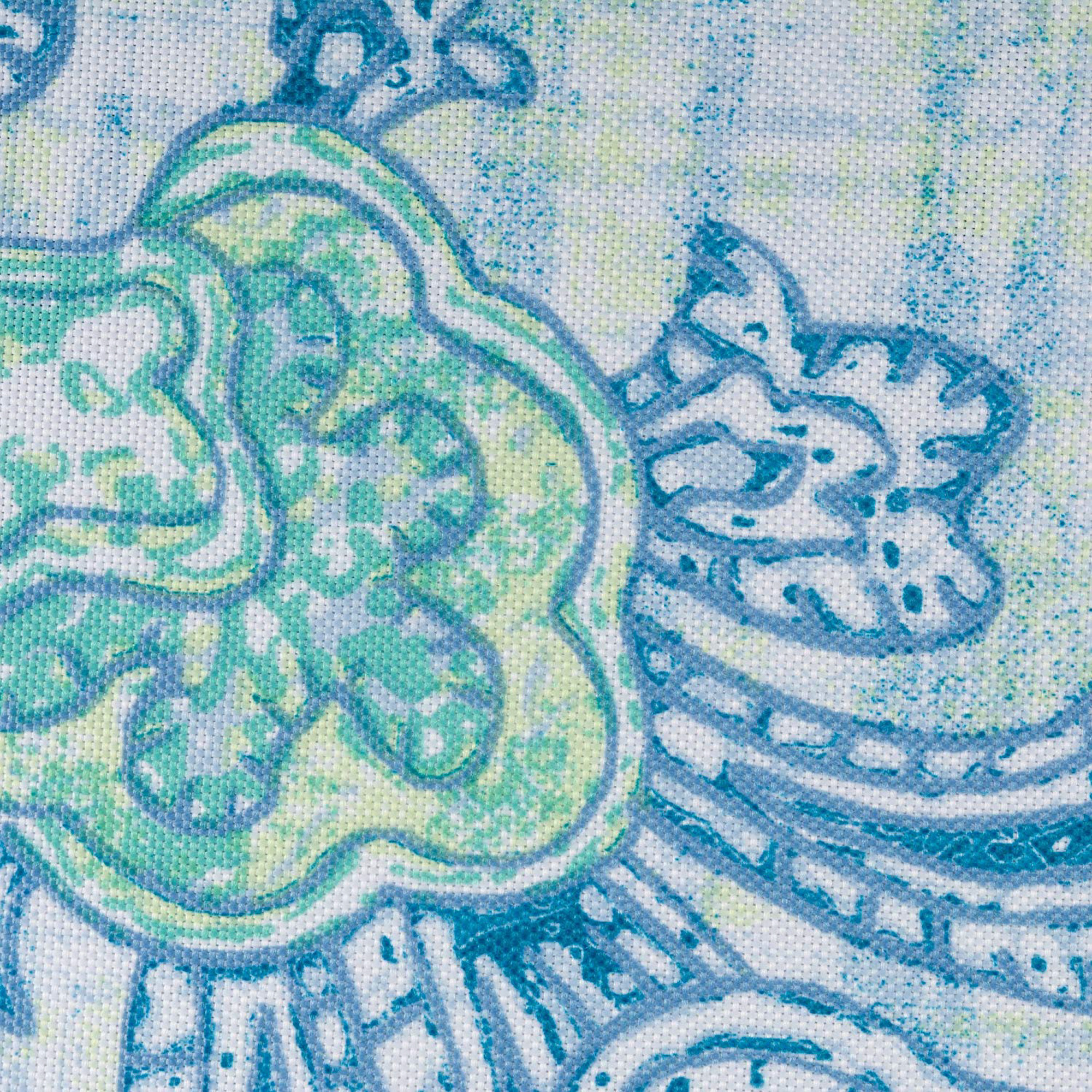DII Blue Watercolor Paisley Print Outdoor Tablecloth