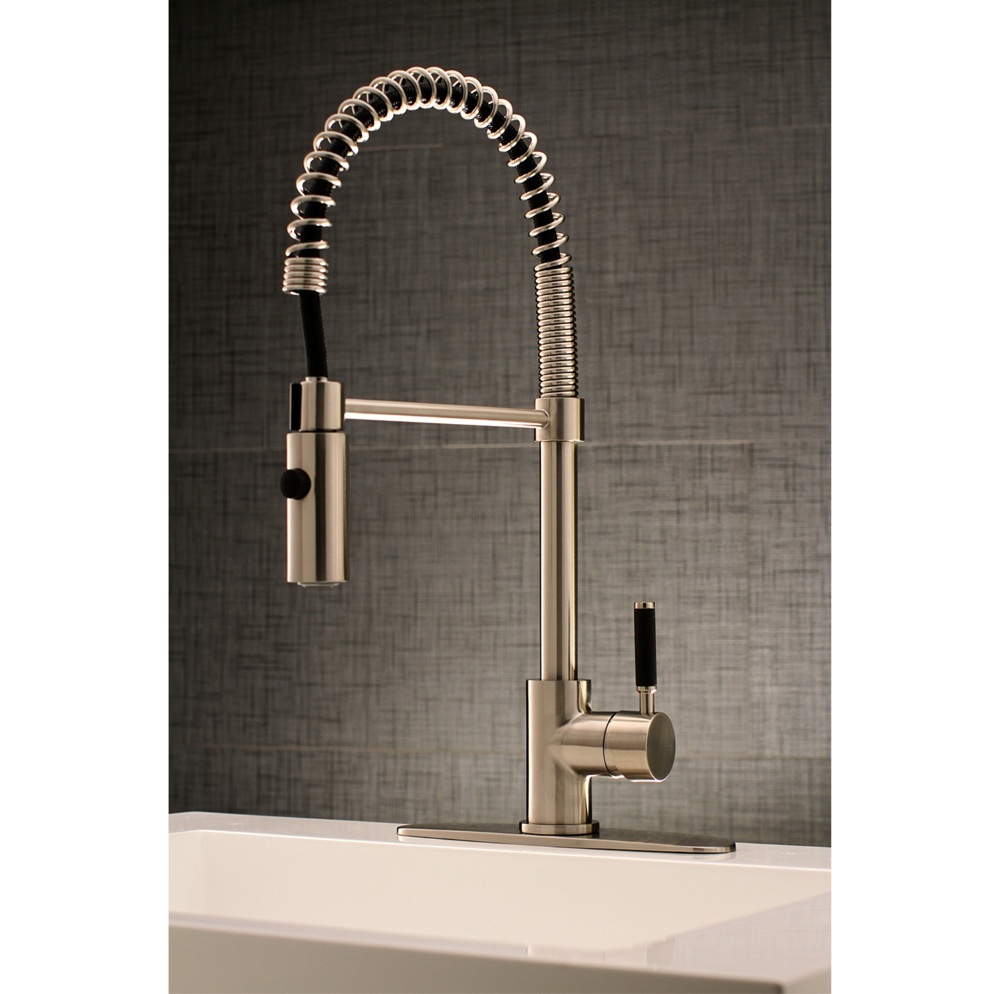 Gourmetier LS8778DKL Single-Handle Pull-Down Kitchen Faucet, Brushed Nickel