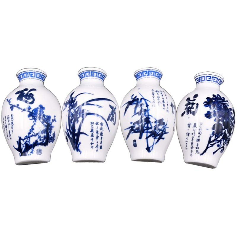 Set Of 4 Chinese Style Refrigerator Magnet Ceramics Decor Mei Lan Zhu Ju Pattern