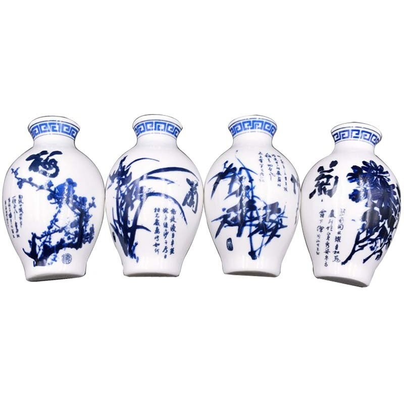 Set Of 4 Chinese Style Refrigerator Magnet Ceramics Decor Mei Lan Zhu Ju Pattern